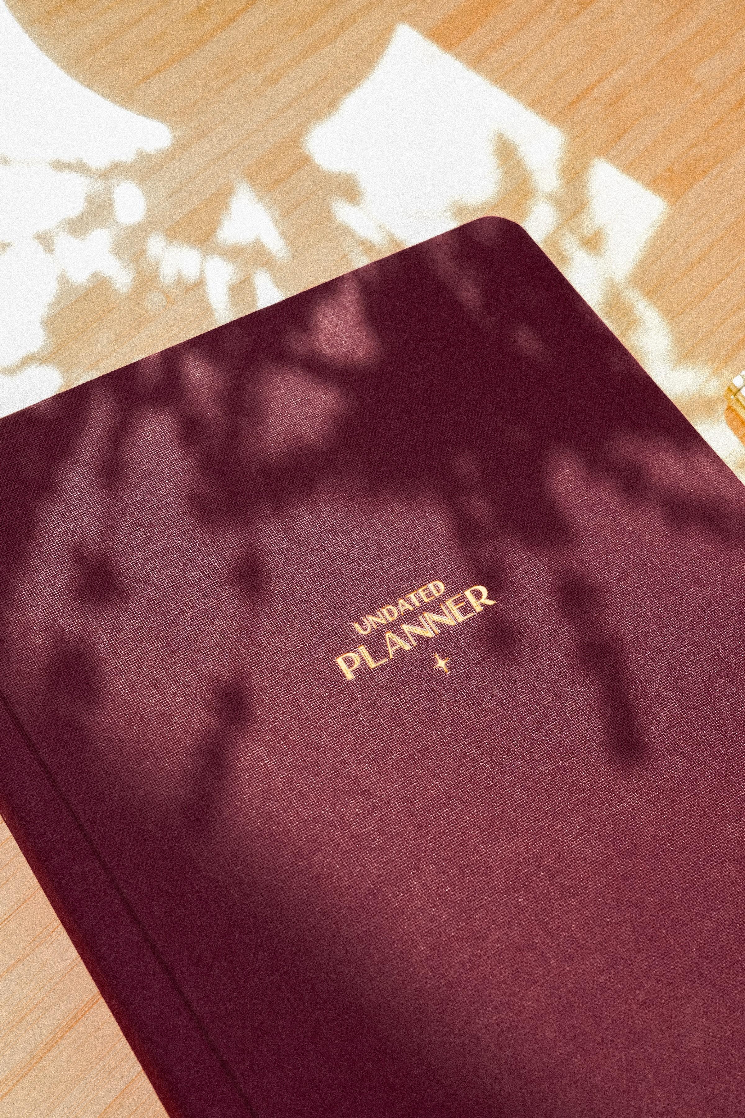 Matt Notebook A5 Keten Süresiz Planlayıcı Ajanda Bordo