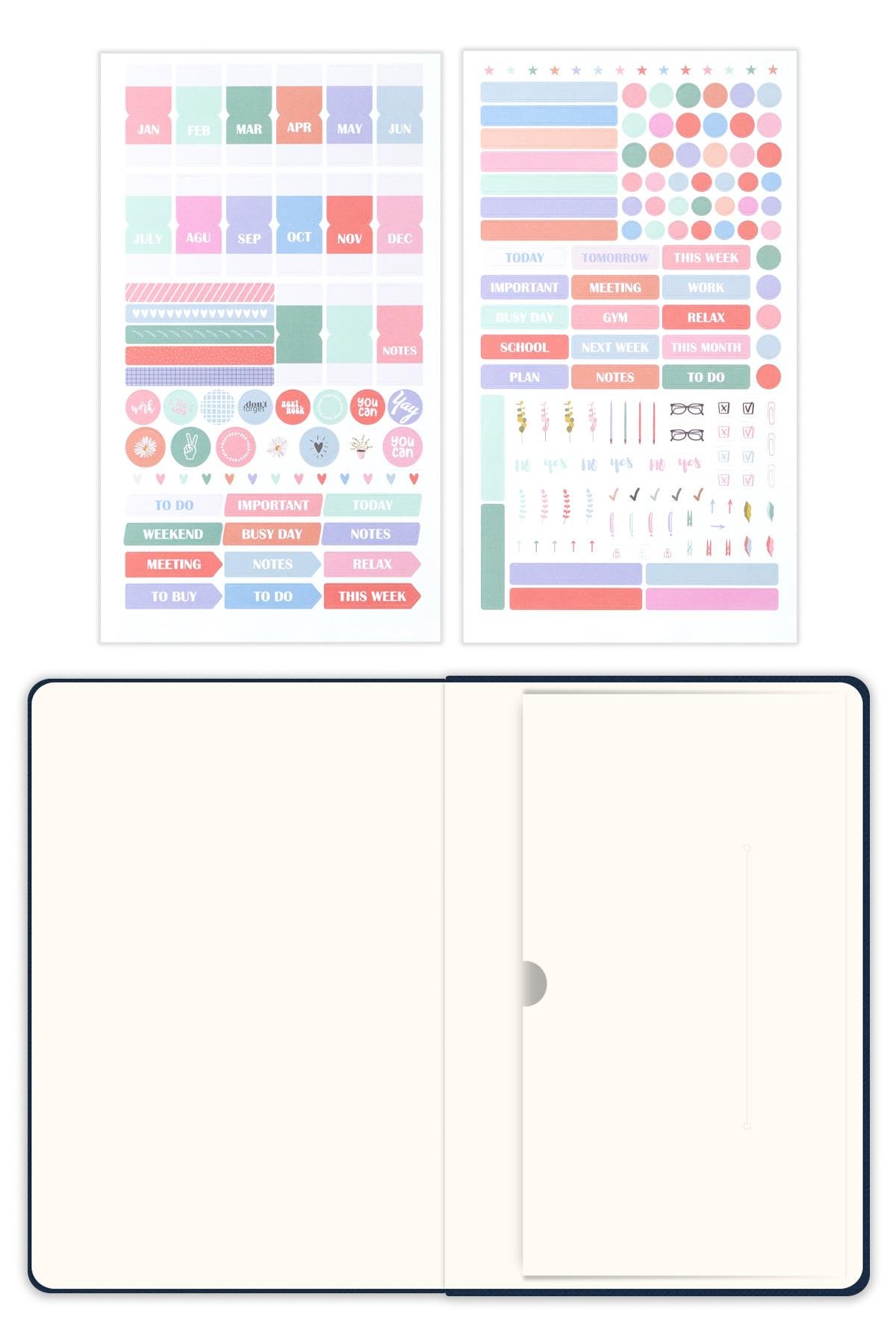 Matt Notebook A5 Keten Süresiz Planlayıcı Ajanda Lacivert