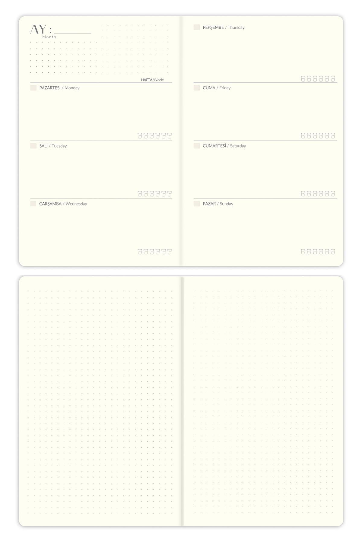 Matt Notebook A5 Keten Süresiz Planlayıcı Ajanda Siyah