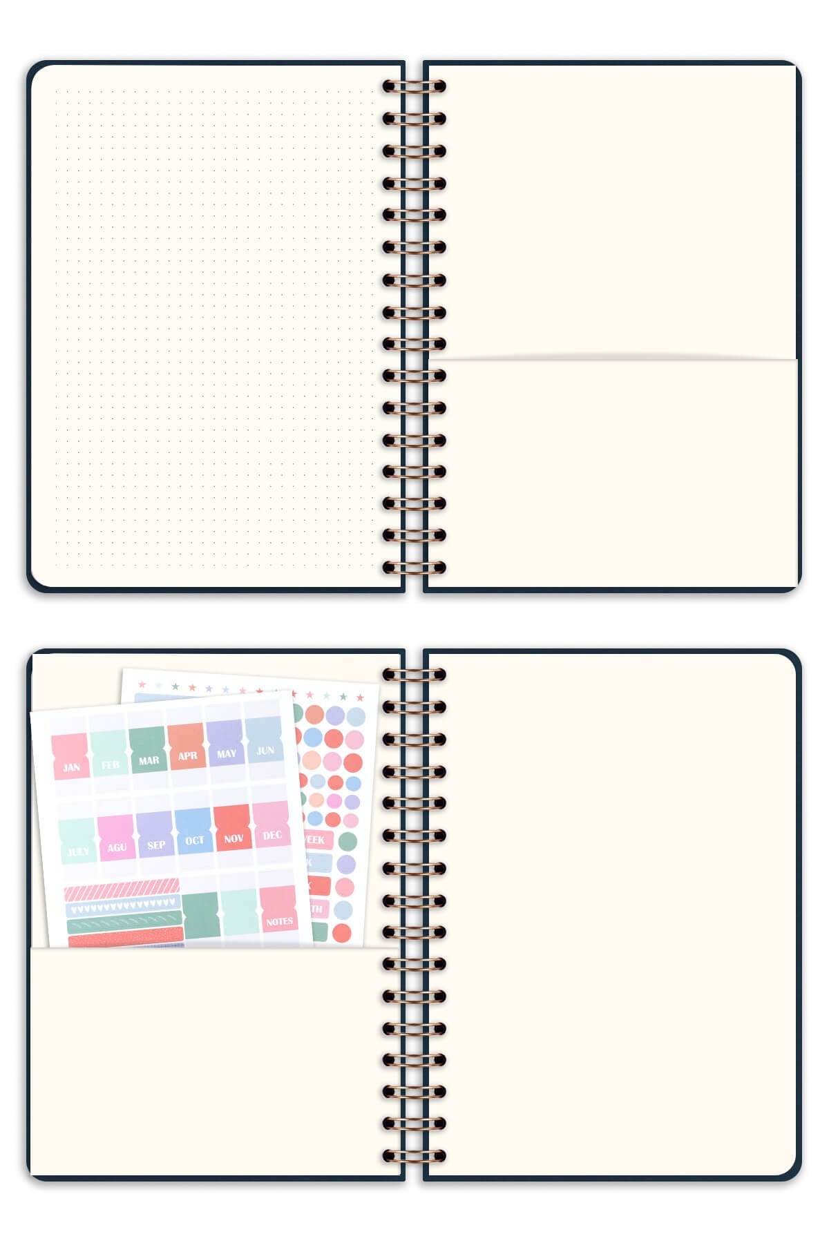 Matt Notebook A5 Spiralli Keten Süresiz Planlayıcı Ajanda Lacivert