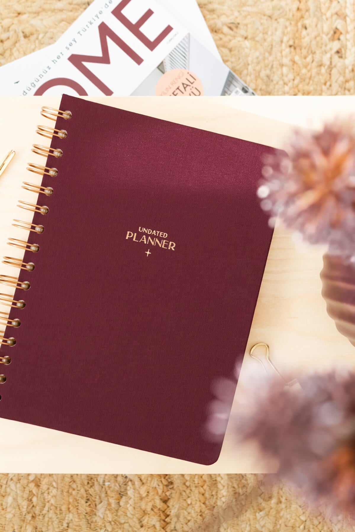 Matt Notebook A5 Spiralli Keten Süresiz Planlayıcı Ajanda Bordo