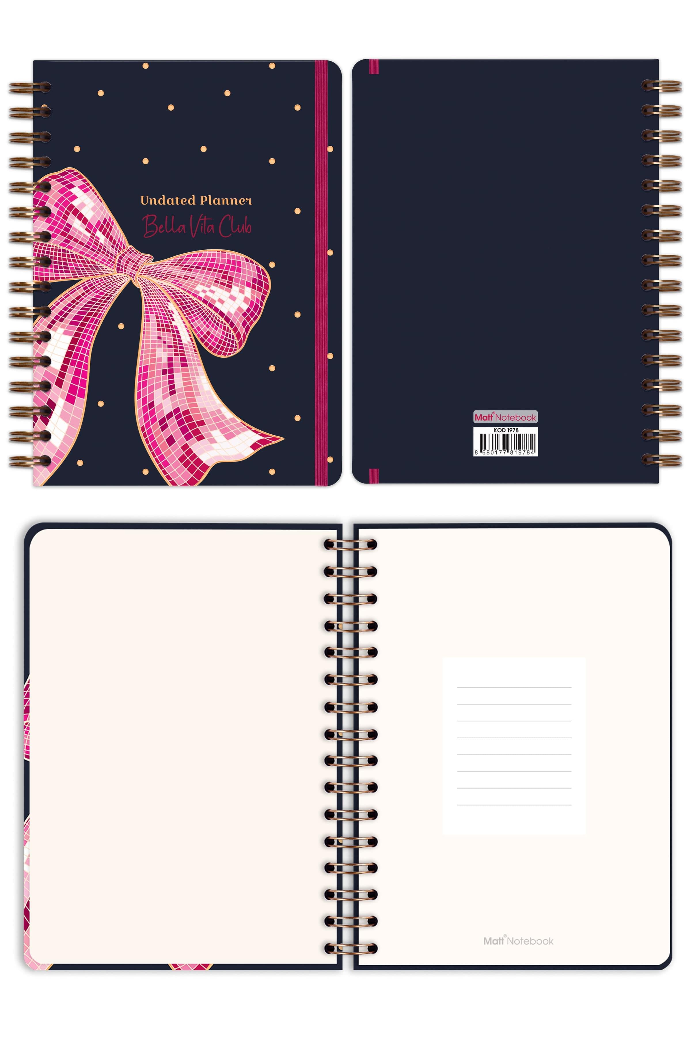 Matt Notebook A5 Spiralli Süresiz Planlayıcı Ajanda Motivasyon Sayfalı Fiyonk