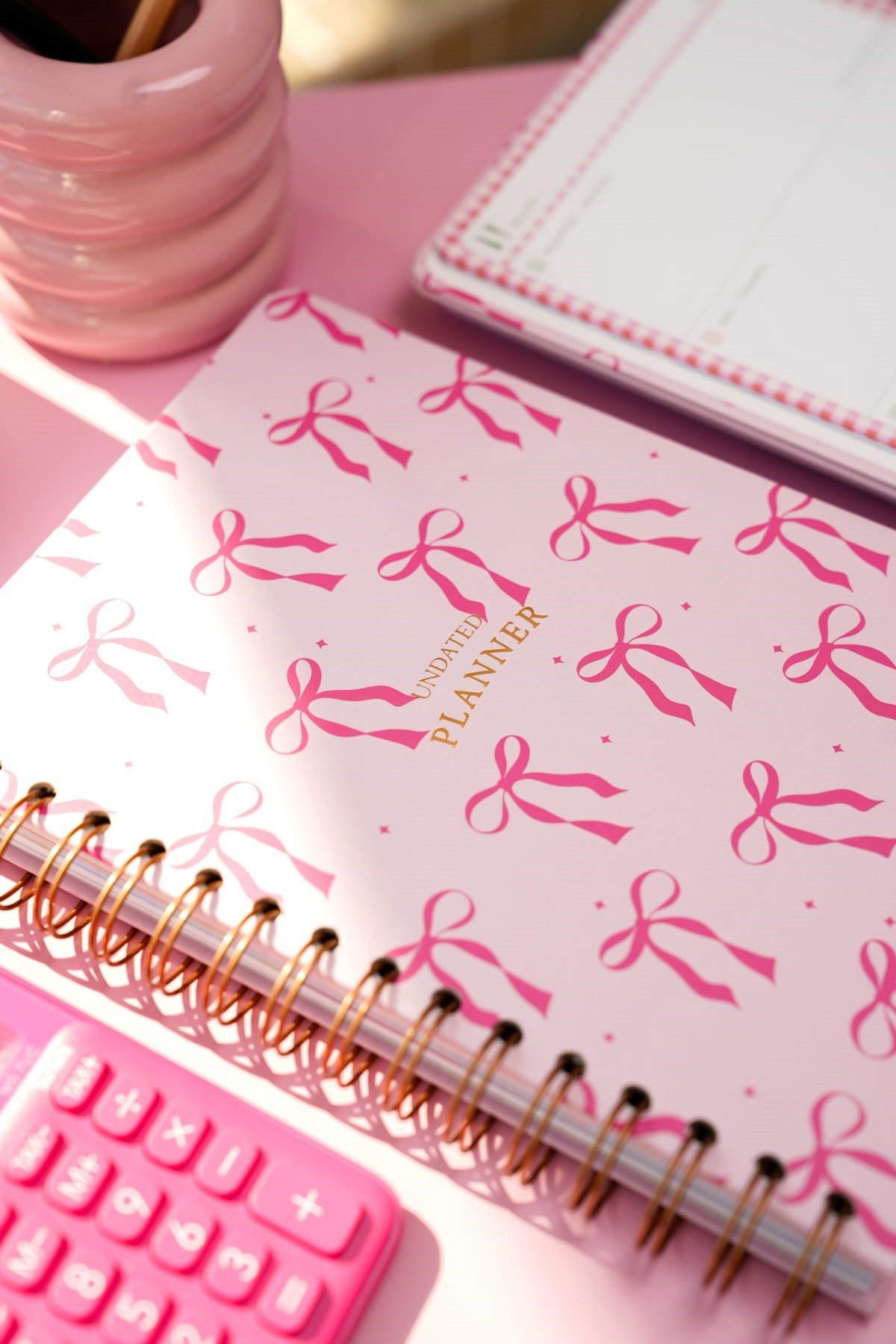 Matt Notebook A5 Spiralli Süresiz Planlayıcı Ajanda Motivasyon Sayfalı Pembe Fiyonk
