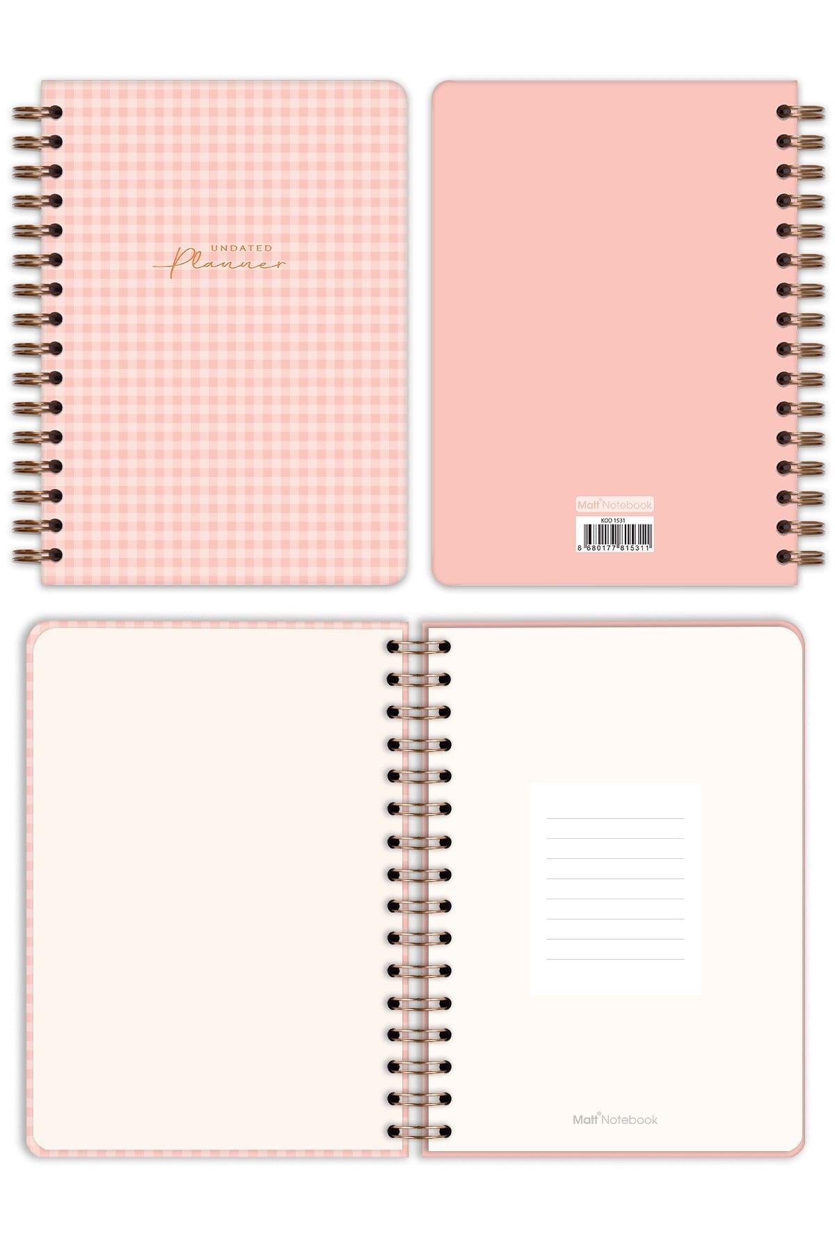 Matt Notebook A5 Spiralli Süresiz Planlayıcı Ajanda Motivasyon Sayfalı Pötikare