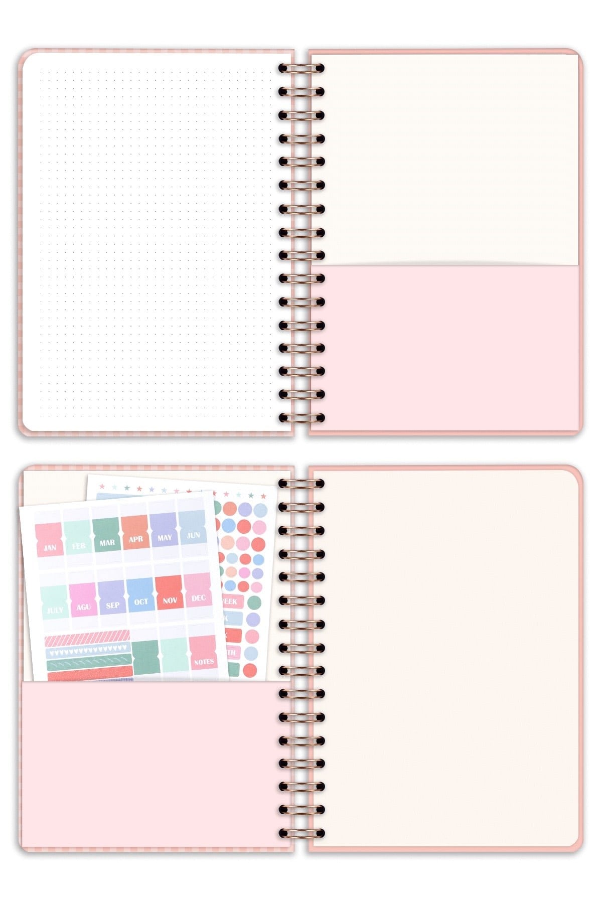 Matt Notebook A5 Spiralli Süresiz Planlayıcı Ajanda Motivasyon Sayfalı Pötikare
