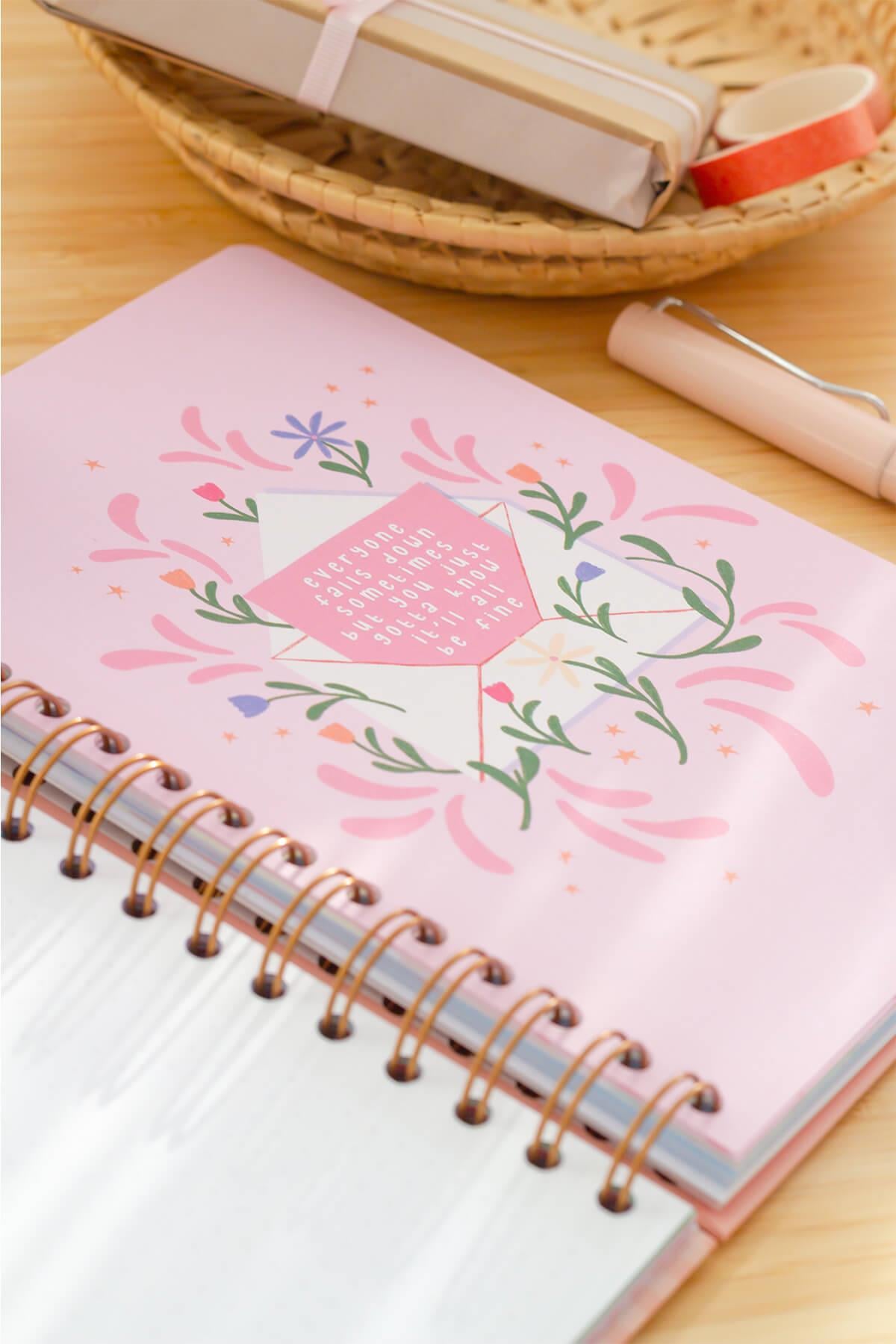 Matt Notebook A5 Spiralli Süresiz Planlayıcı Ajanda Motivasyon Sayfalı Gökkuşağı