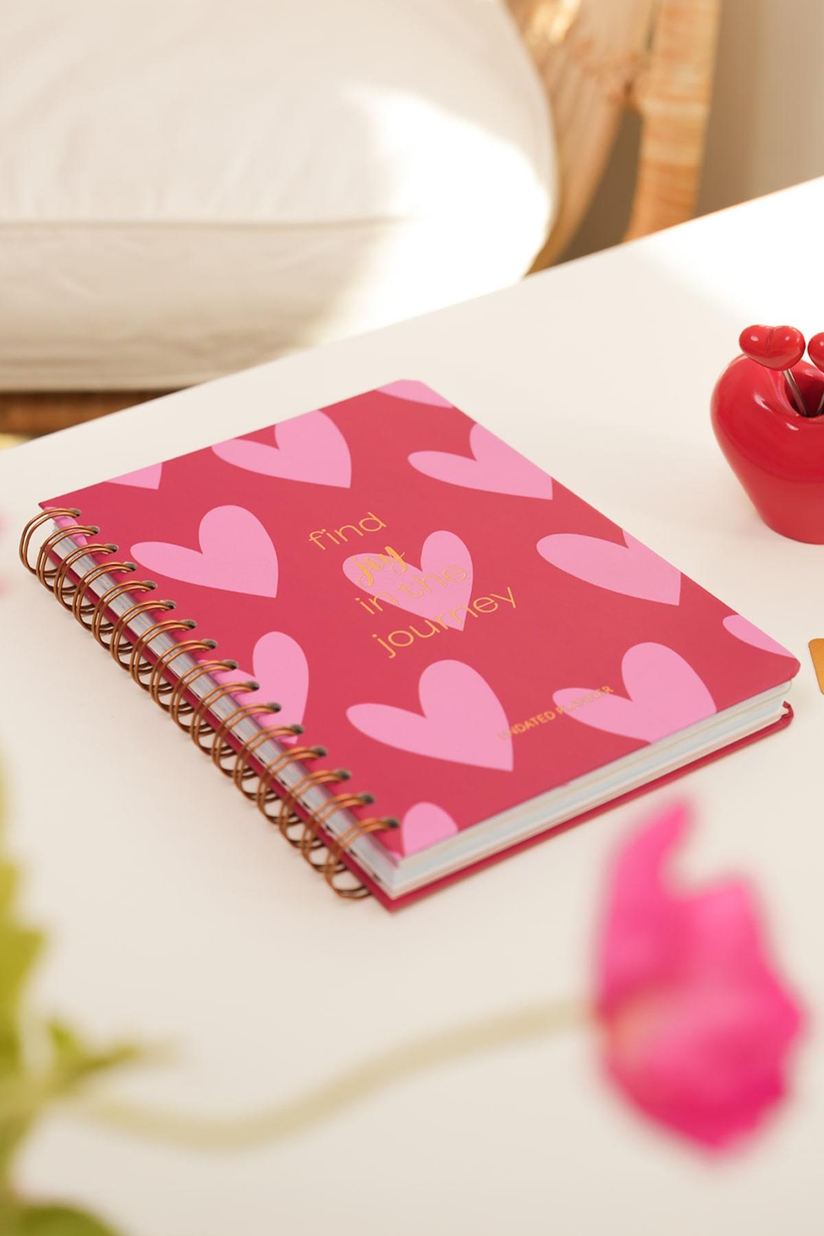 Matt Notebook A5 Spiralli Süresiz Planlayıcı Ajanda Motivasyon Sayfalı Kalpler