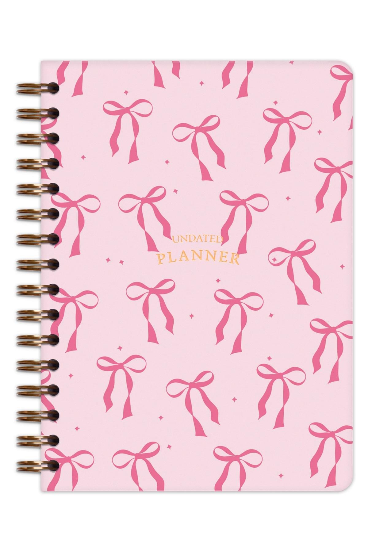 Matt Notebook A5 Spiralli Süresiz Planlayıcı Ajanda Motivasyon Sayfalı Pembe Fiyonk