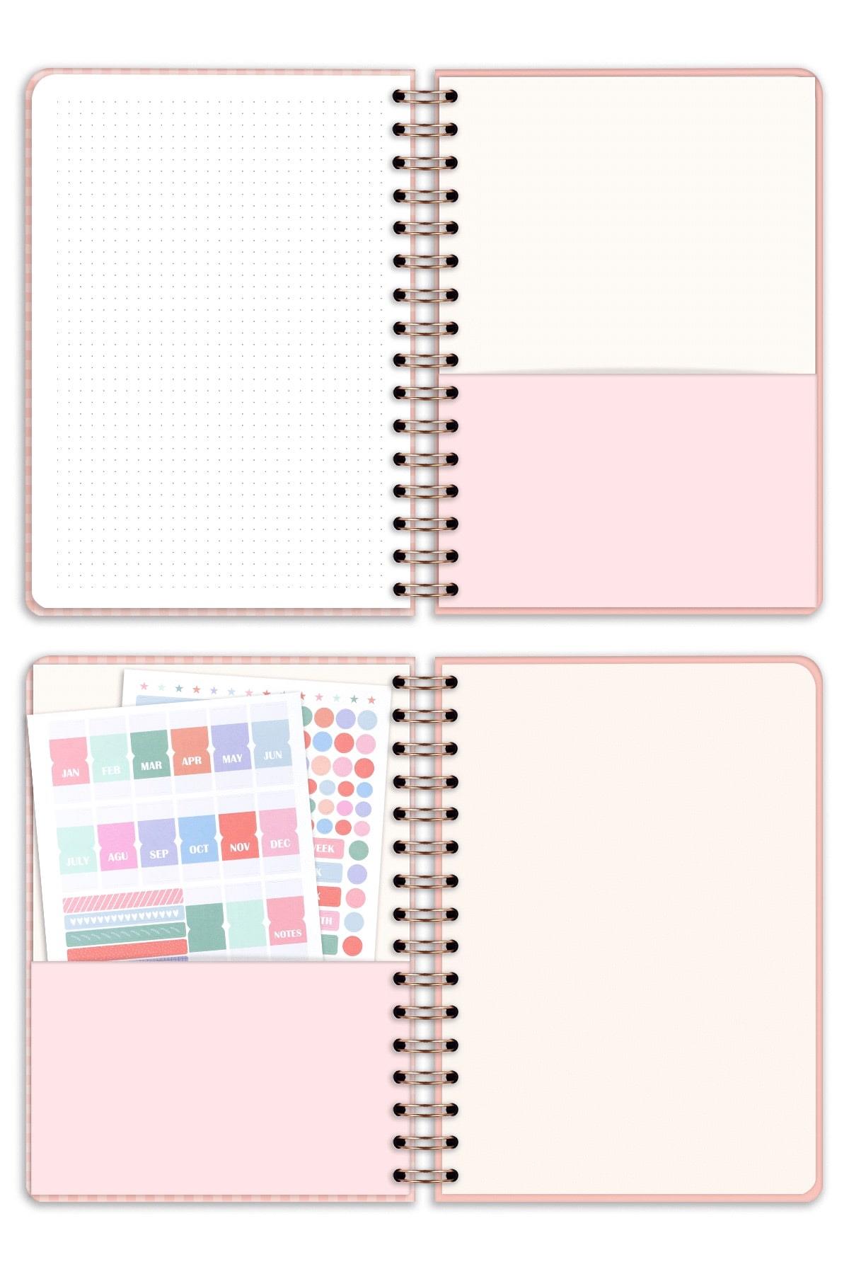Matt Notebook A5 Spiralli Süresiz Planlayıcı Ajanda Motivasyon Sayfalı Pötikare