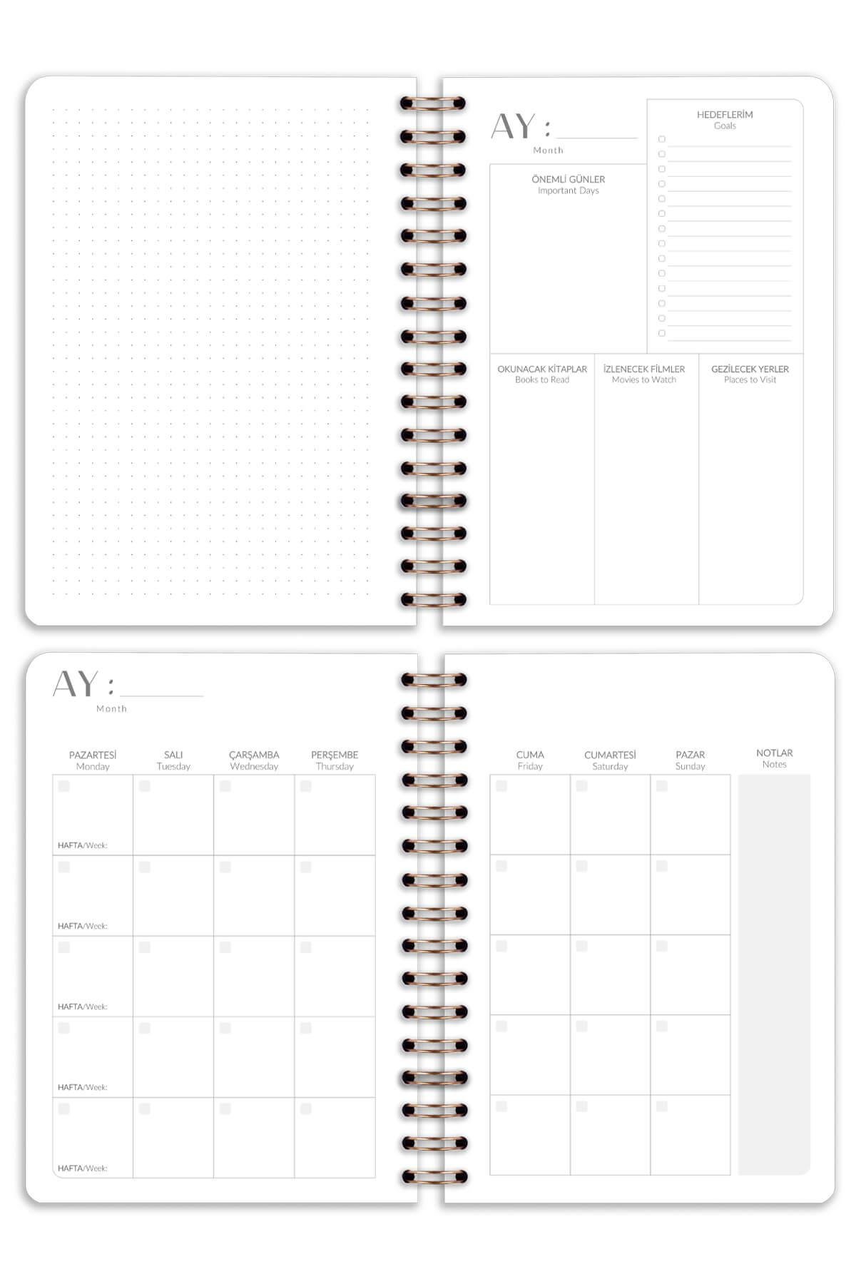 Matt Notebook A5 Spiralli Süresiz Planlayıcı Ajanda
