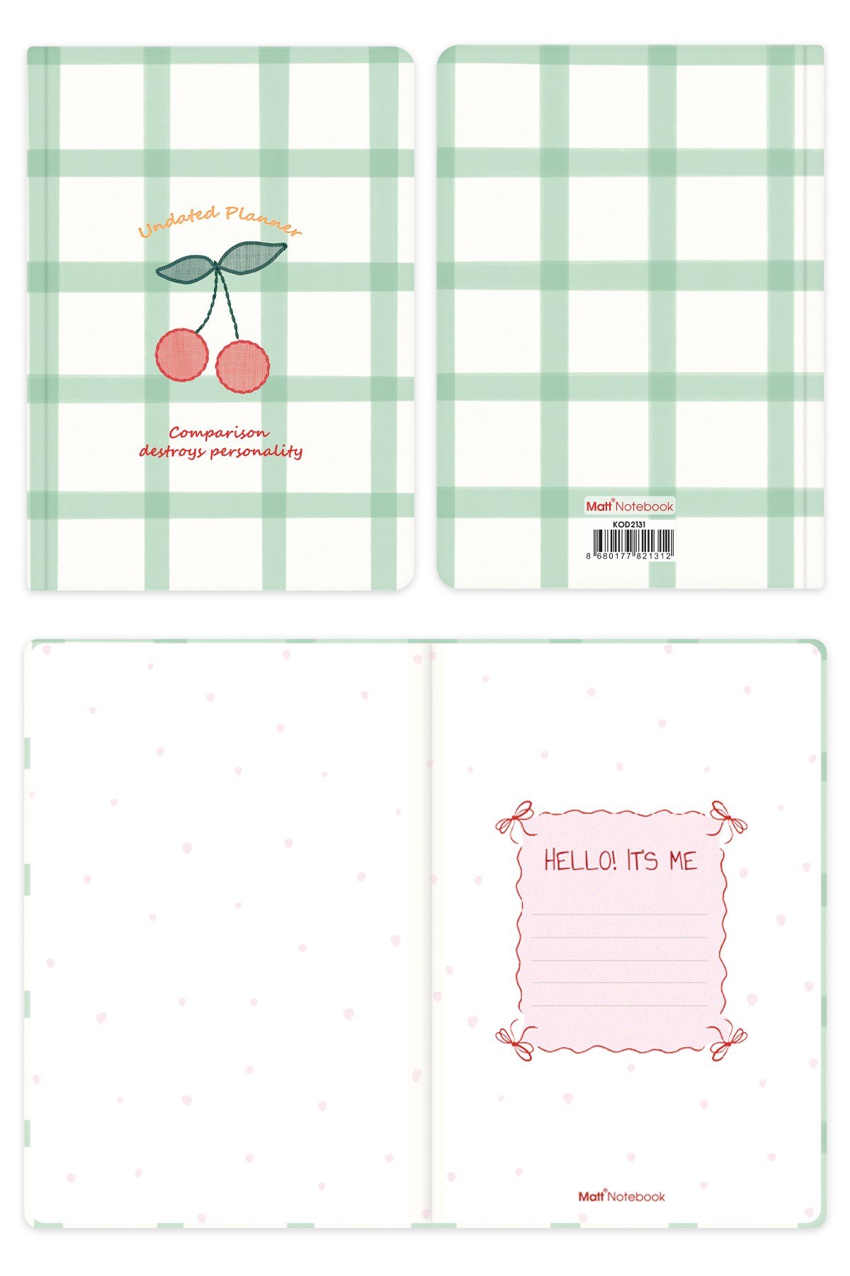 Matt Notebook A5 Süresiz Planlayıcı Ajanda 15x21 cm Motivasyon Sayfalı Kiraz