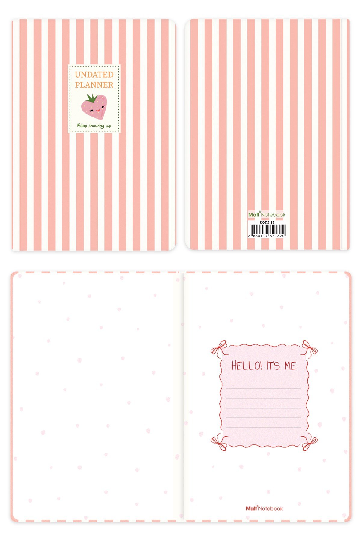 Matt Notebook A5 Süresiz Planlayıcı Ajanda 15x21 cm Motivasyon Sayfalı Çilek