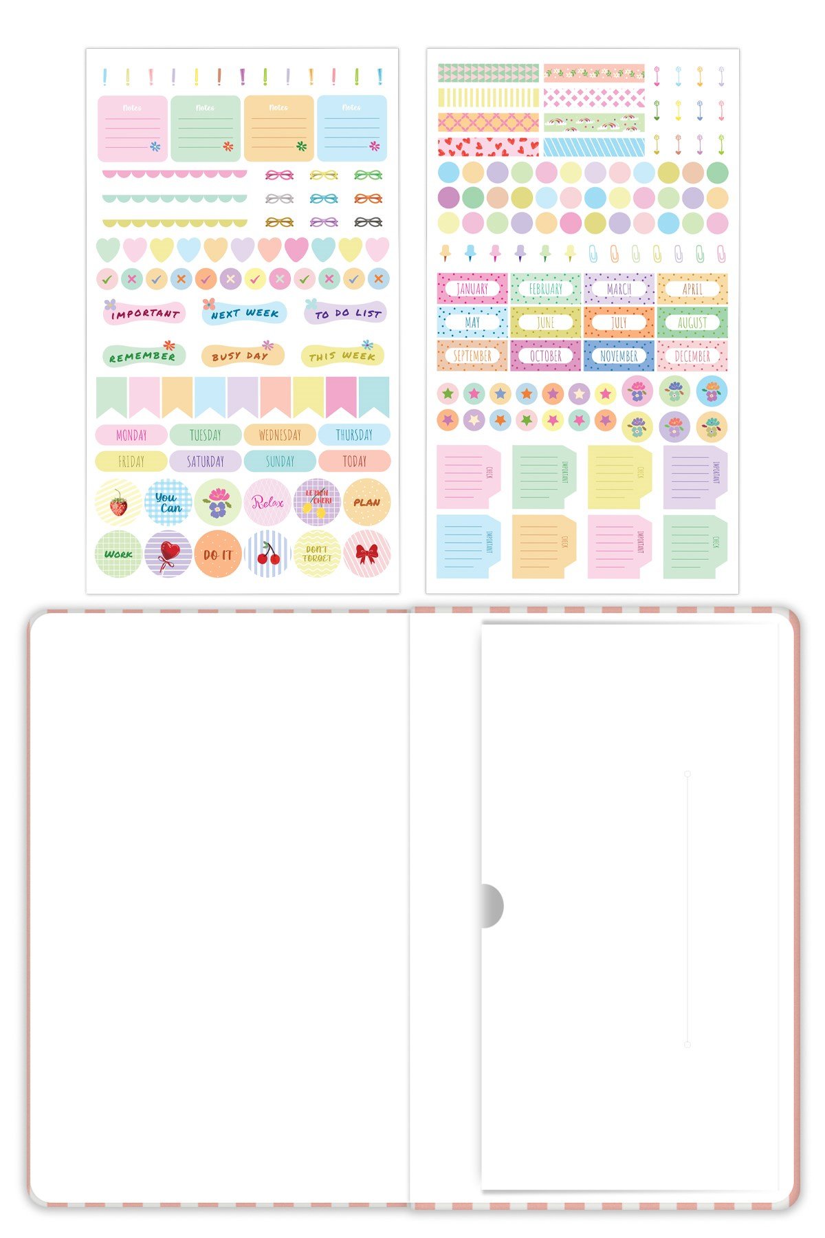 Matt Notebook A5 Süresiz Planlayıcı Ajanda 15x21 cm Motivasyon Sayfalı Çilek