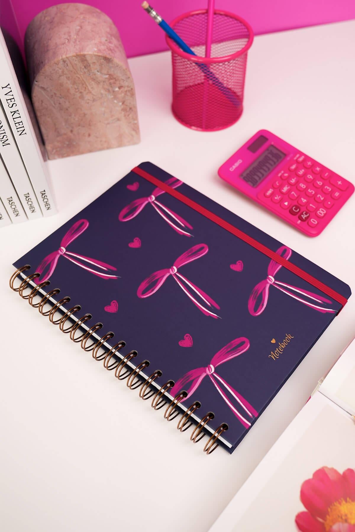 Matt Notebook B5 17x24 cm Spiralli Lastikli Çizgili Tarihsiz Not Defteri Fiyonk