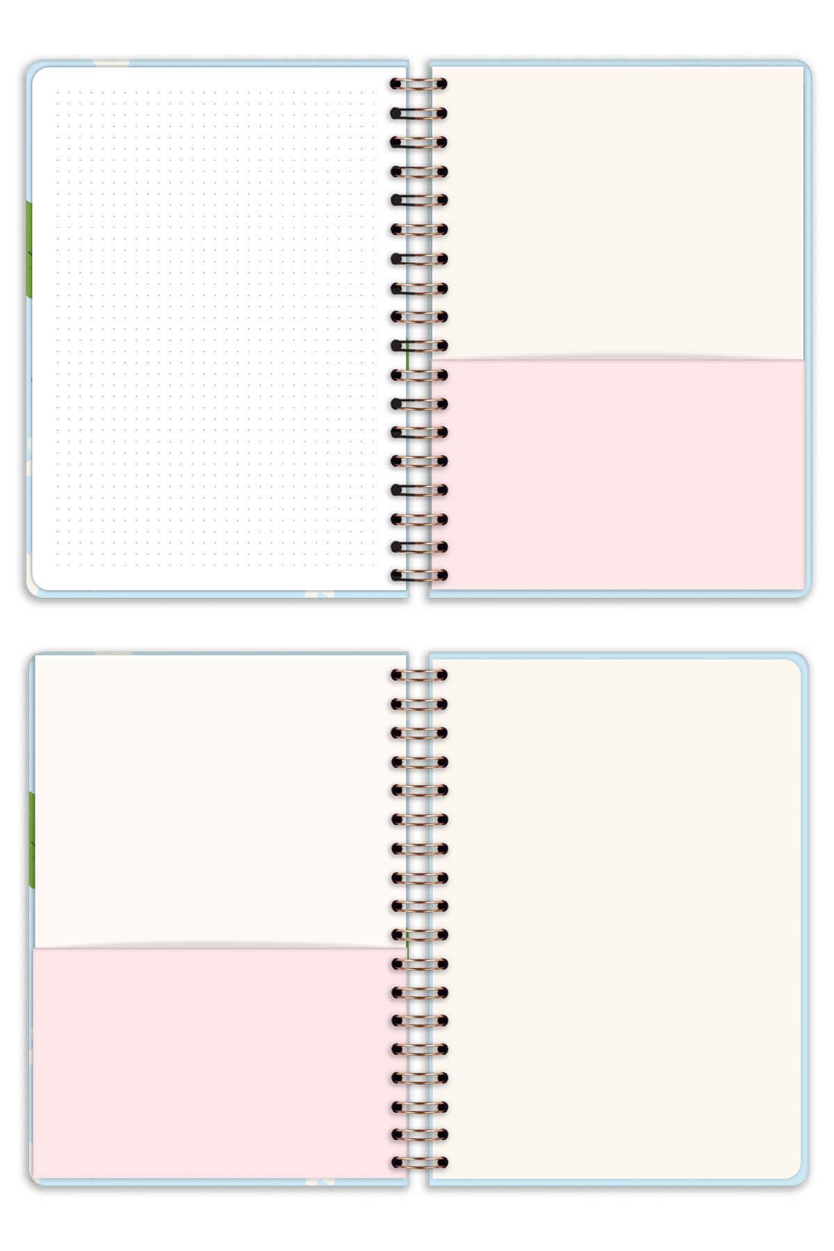 Matt Notebook B5 17x24 cm Spiralli Lastikli Noktalı Tarihsiz Not Defteri Çilek