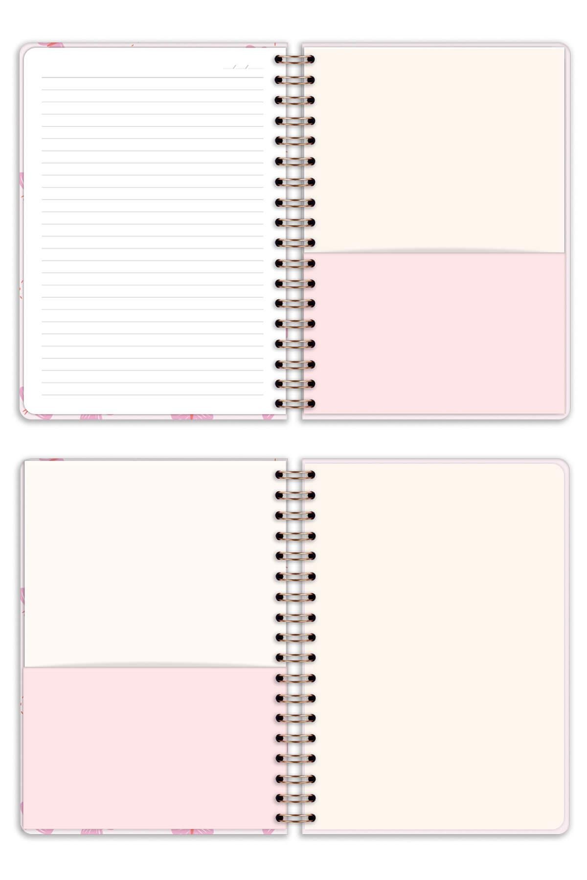Matt Notebook B5 17x24 cm Spiralli Lastikli Çizgili Tarihsiz Not Defteri Kelebekler
