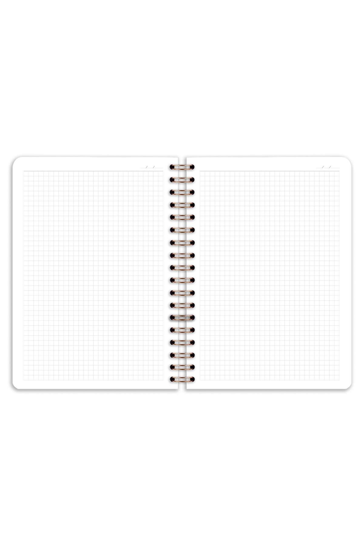 Matt Notebook B5 17x24 cm Spiralli Lastikli Kareli Tarihsiz Not Defteri Limon