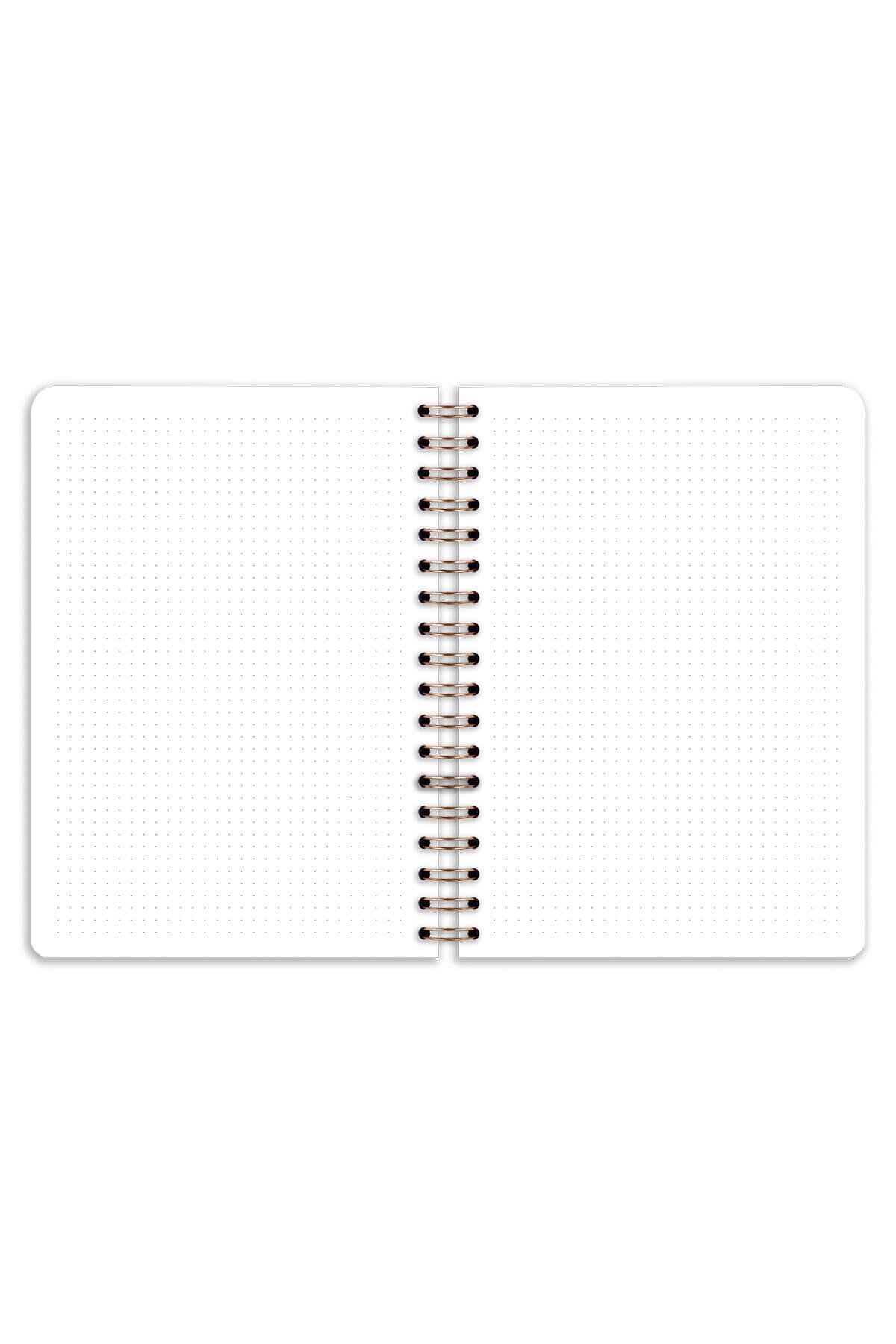 Matt Notebook B5 17x24 cm Spiralli Lastikli Noktalı Tarihsiz Not Defteri Kalpler