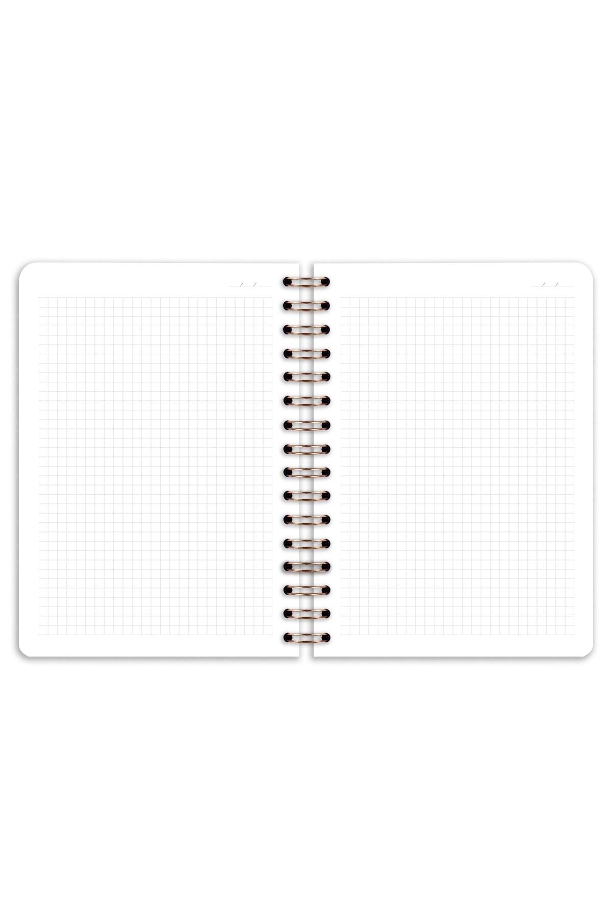 Matt Notebook B5 17x24 cm Spiralli Lastikli Kareli Tarihsiz Not Defteri Kalp Kurabiyeler