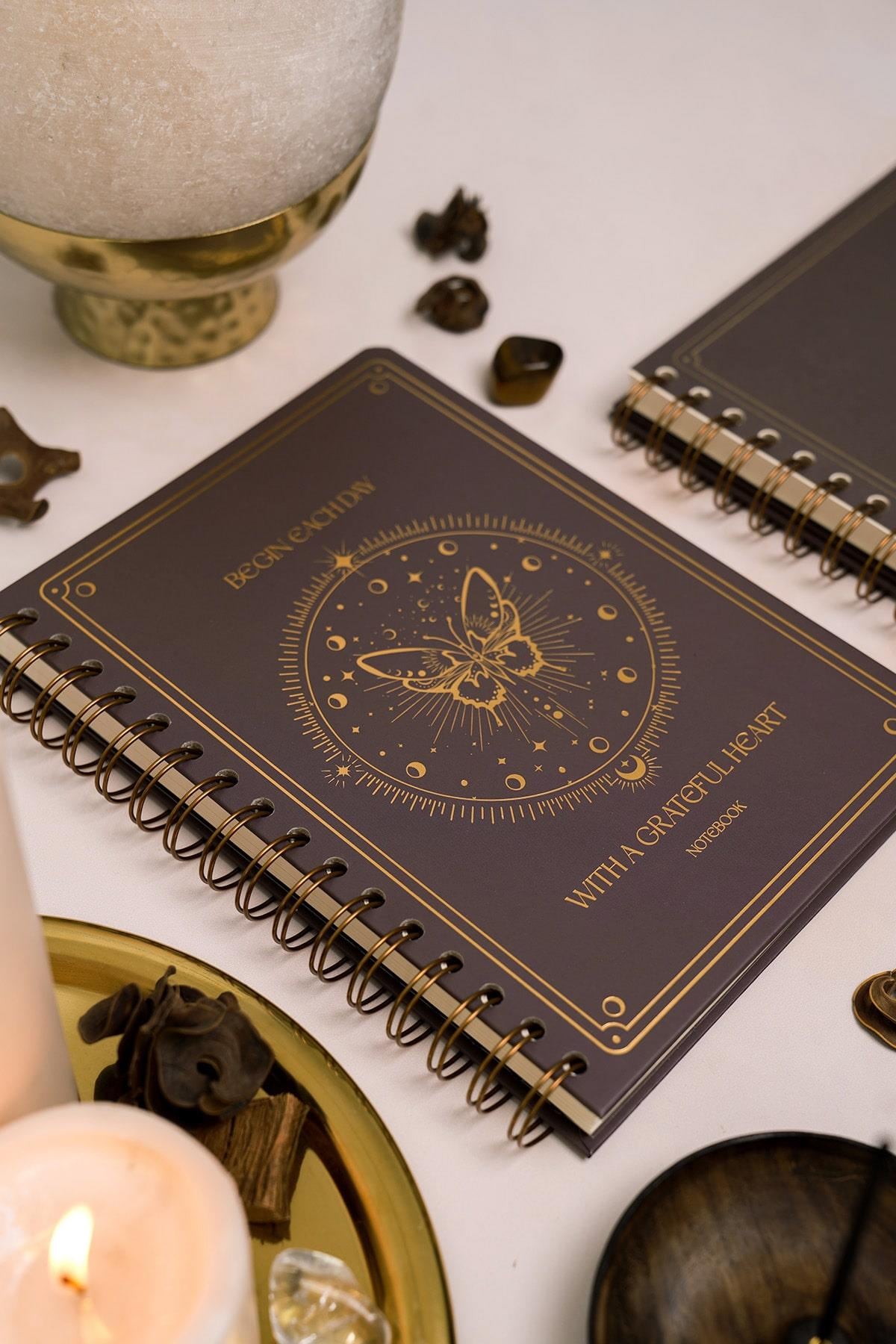 Matt Notebook Bullet Journal Edition A5 15x21 cm Spiralli Noktalı Tarihsiz Not Defteri Kelebek
