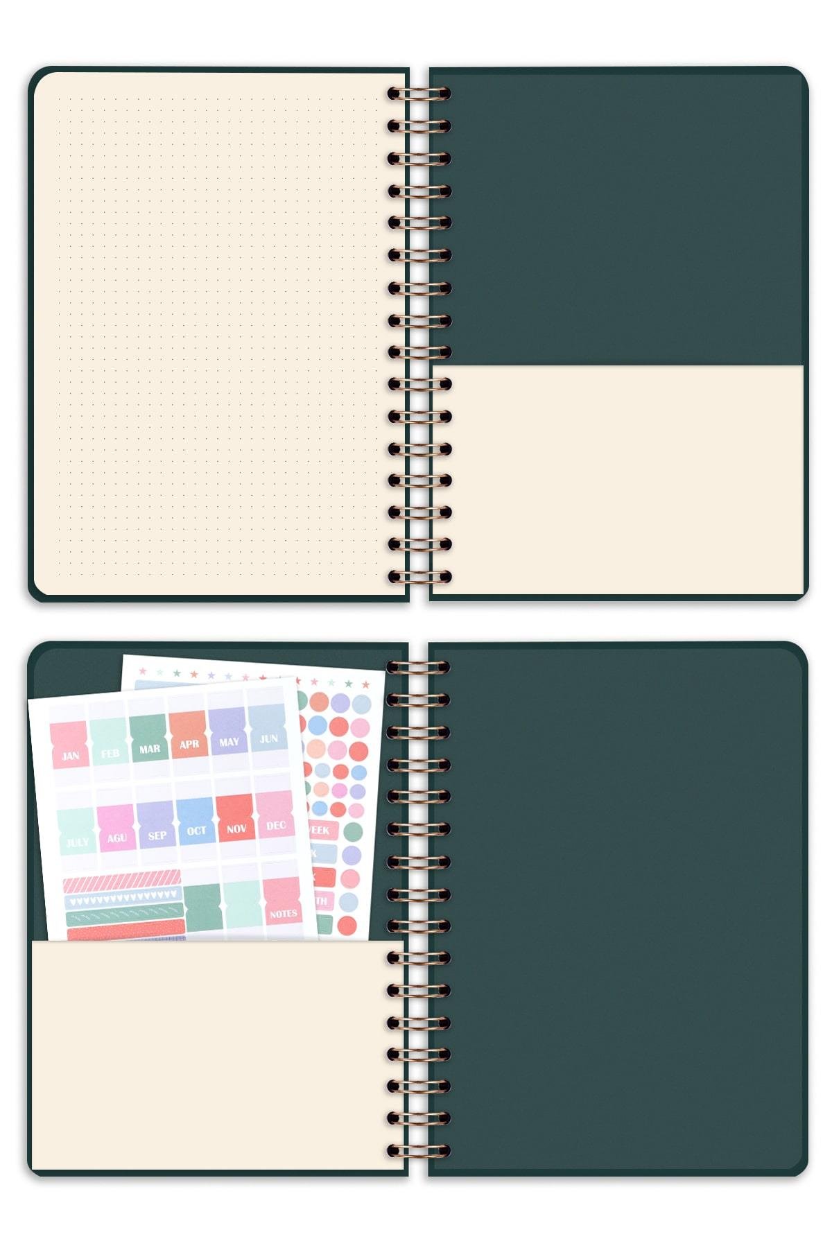 Matt Notebook Bullet Journal Edition A5 15x21 cm Spiralli Noktalı Tarihsiz Not Defteri Güneş Bulut