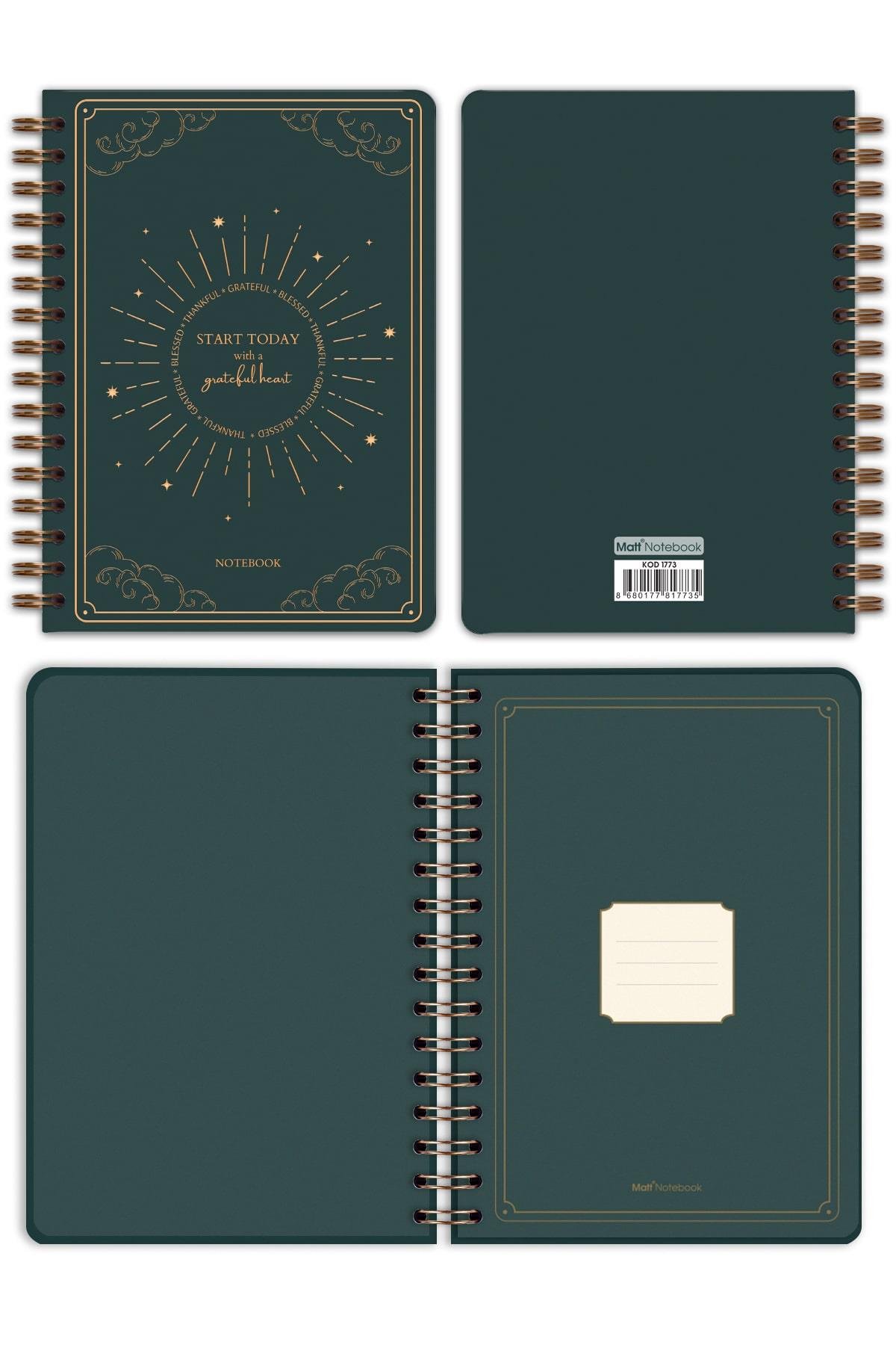 Matt Notebook Bullet Journal Edition A5 15x21 cm Spiralli Noktalı Tarihsiz Not Defteri Güneş Bulut