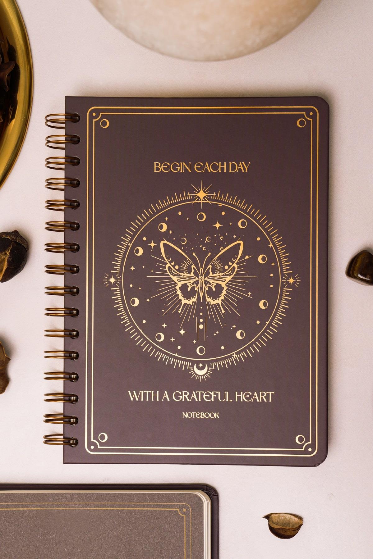 Matt Notebook Bullet Journal Edition A5 15x21 cm Spiralli Noktalı Tarihsiz Not Defteri Kelebek