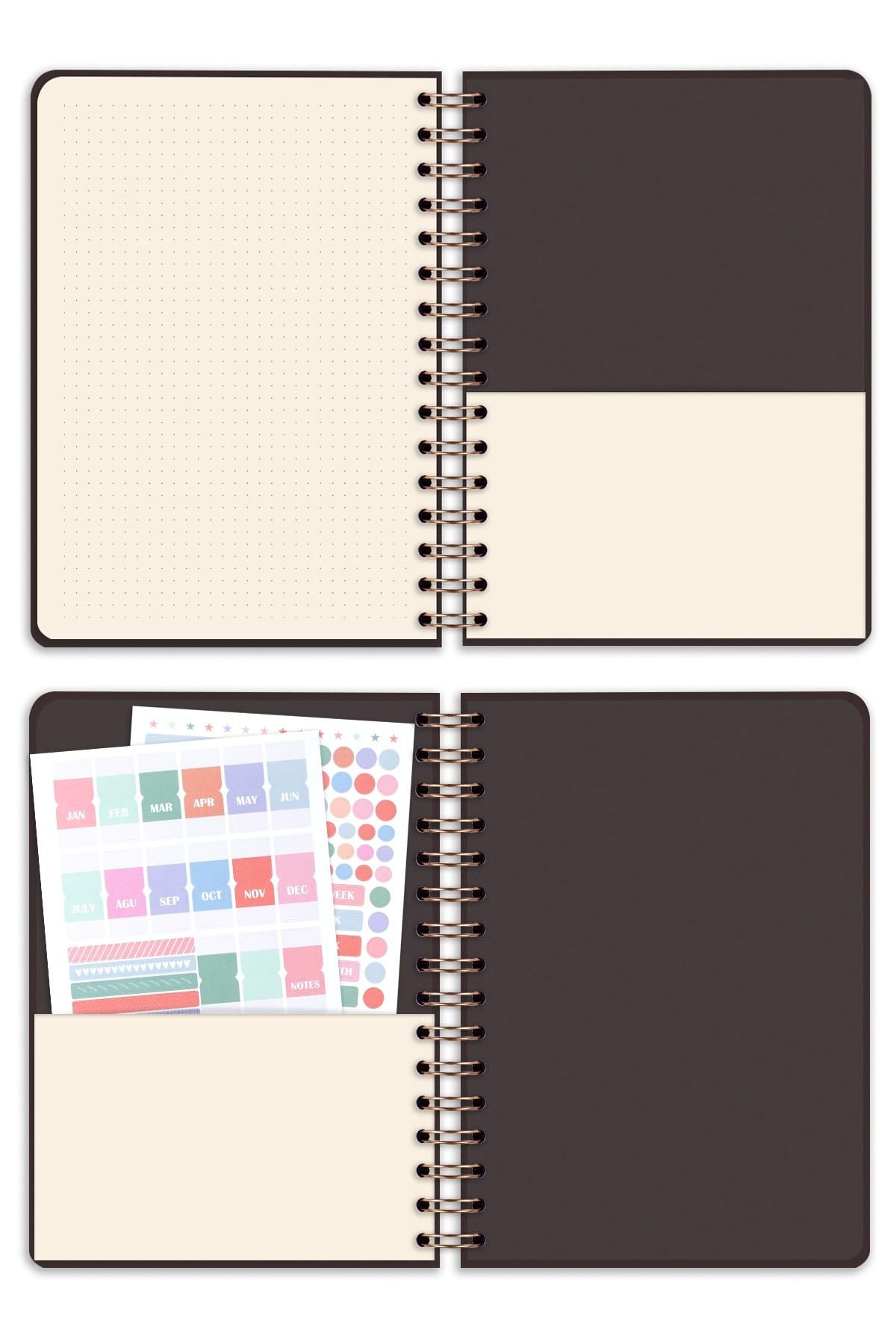 Matt Notebook Bullet Journal Edition A5 15x21 cm Spiralli Noktalı Tarihsiz Not Defteri Kelebek