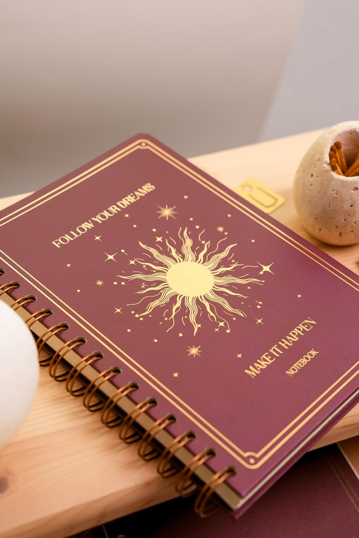Matt Notebook Bullet Journal Edition A5 15x21 cm Spiralli Noktalı Tarihsiz Not Defteri Güneş