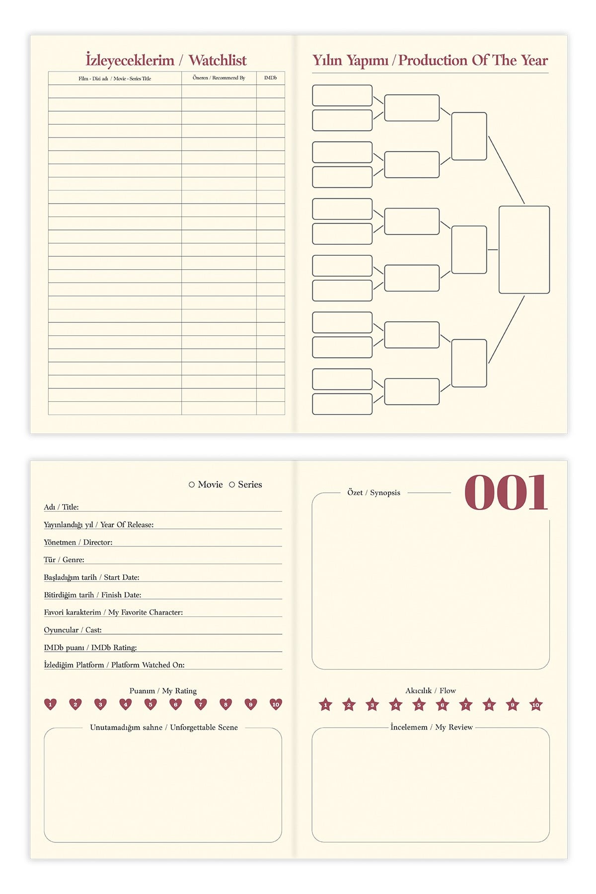 Matt Notebook Film & Dizi Günlüğü - Movie & Series Journal Lacivert