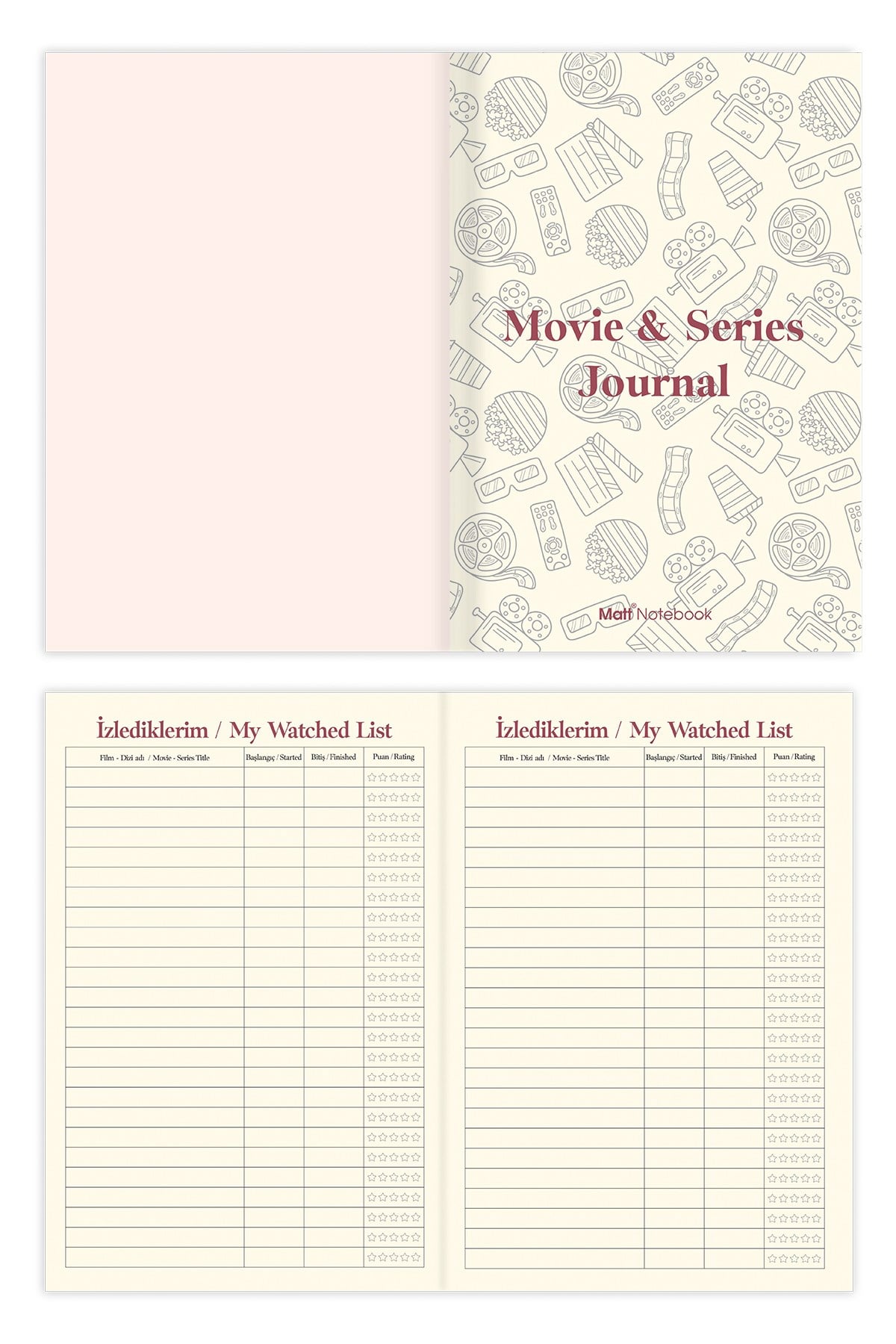 Matt Notebook Film & Dizi Günlüğü - Movie & Series Journal Lacivert