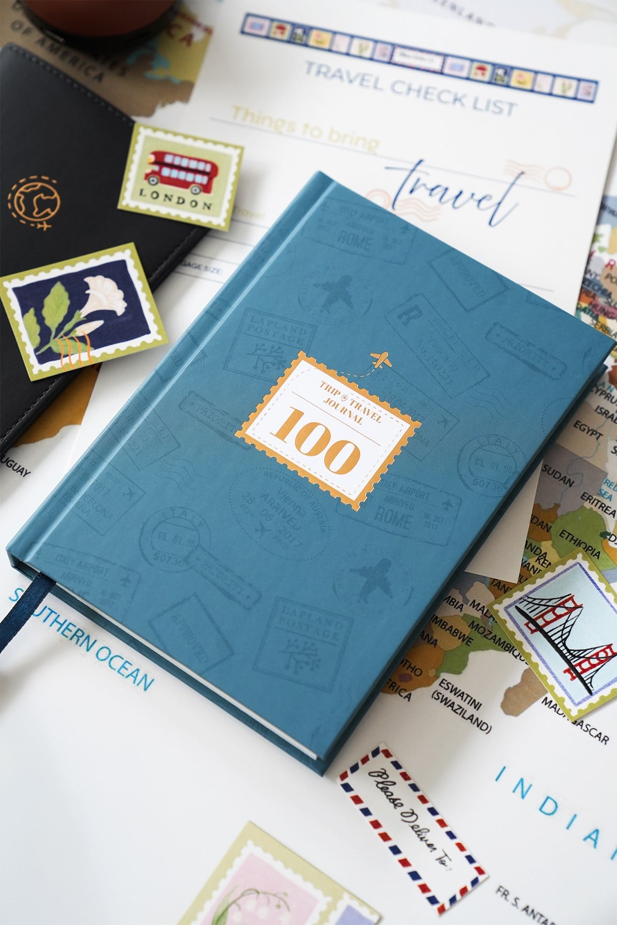 Matt Notebook Gezi & Seyahat Günlüğü - Trip & Travel Journal Mavi