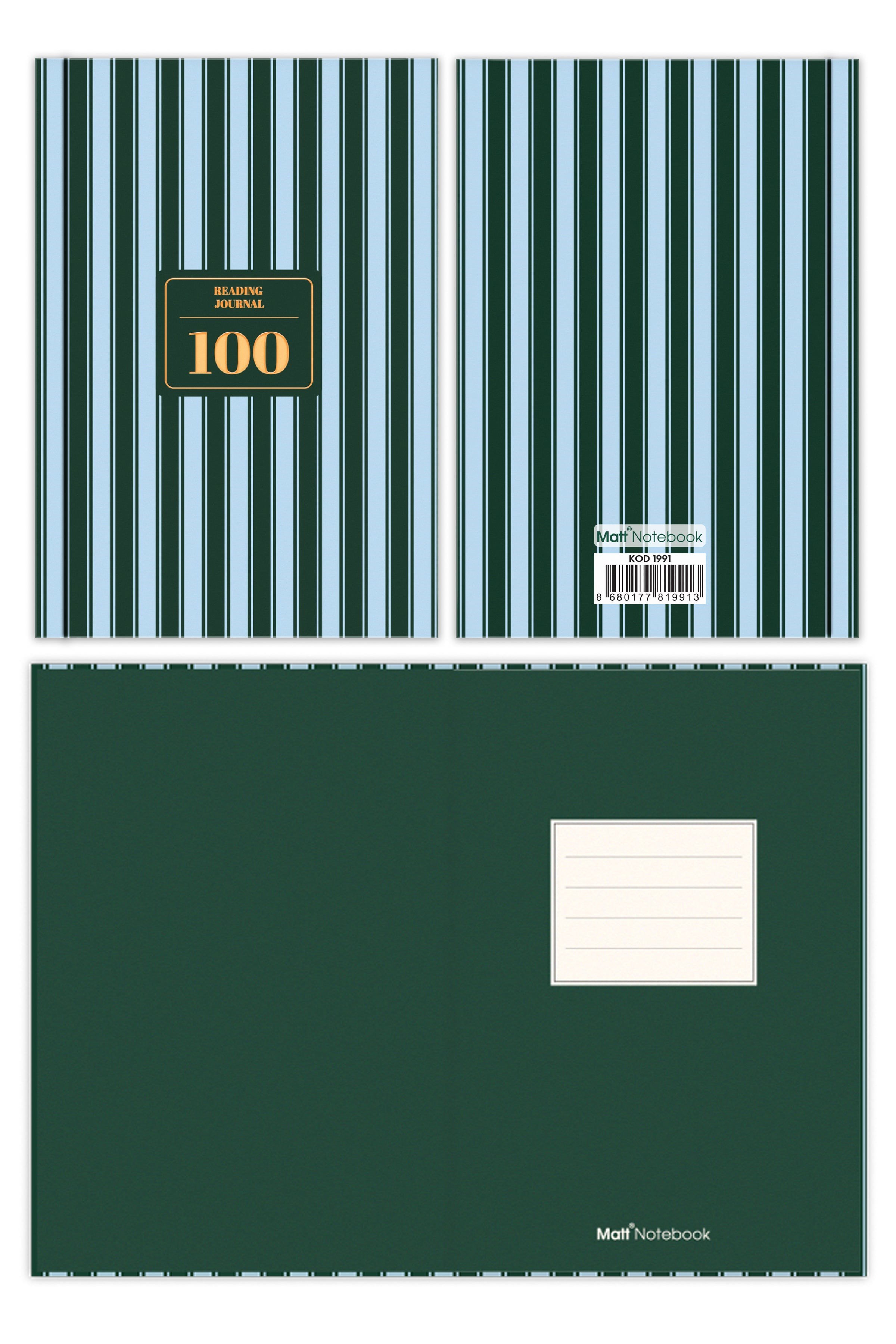 Matt Notebook Kitap Okuma Günlüğü Reading Journal Yeşil
