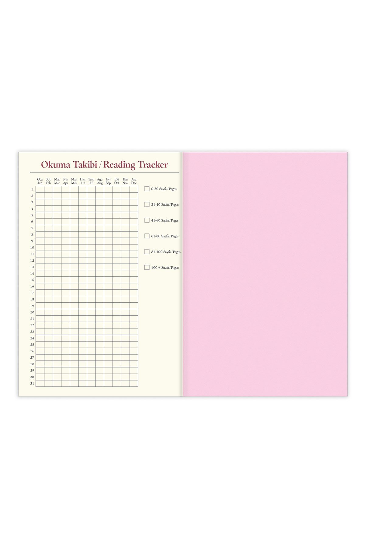 Matt Notebook Kitap Okuma Günlüğü Reading Journal Bordo