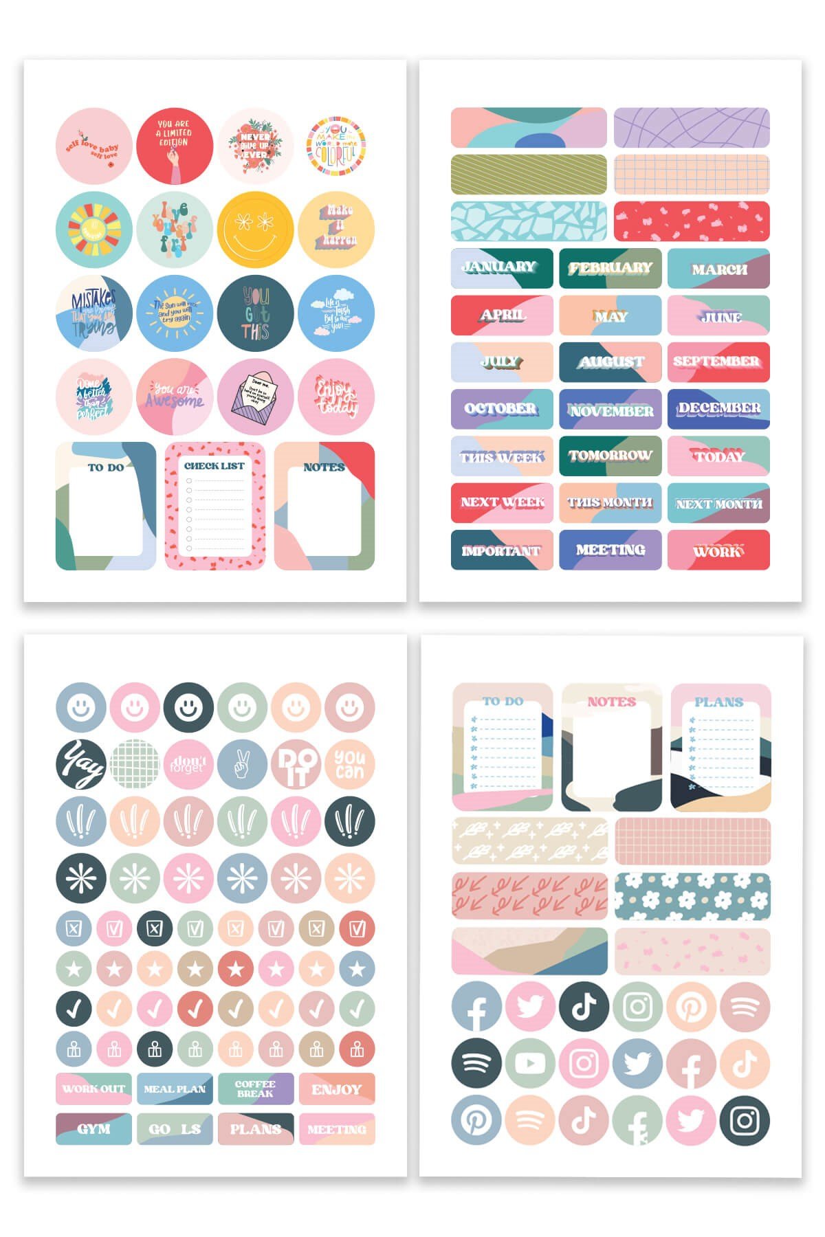 Matt Notebook Sticker Book 828 Adet Renkli Etiket Defteri