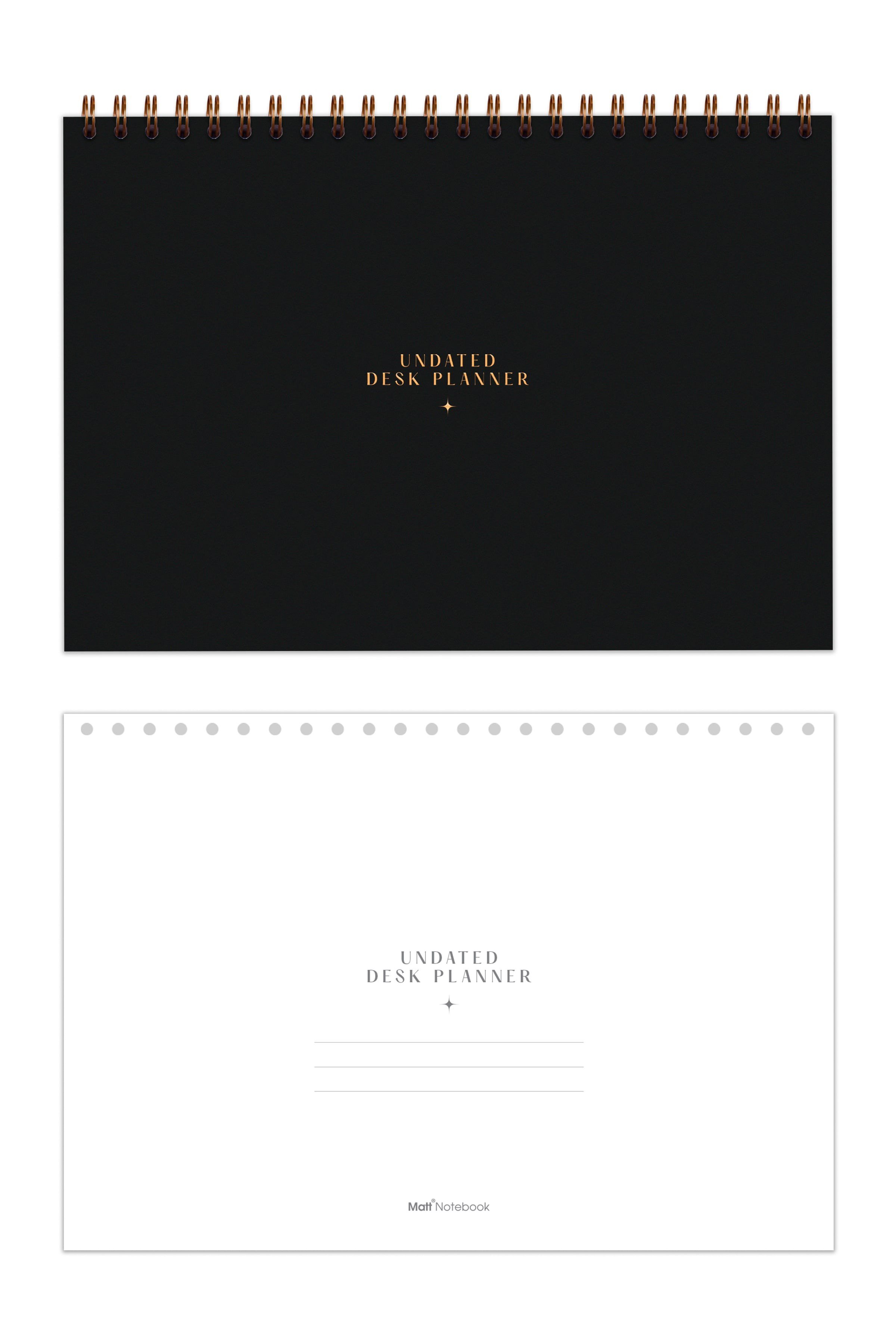 Matt Notebook Süresiz Haftalık Masaüstü Planlayıcı 12 Aylık Undated Desk Planner Siyah