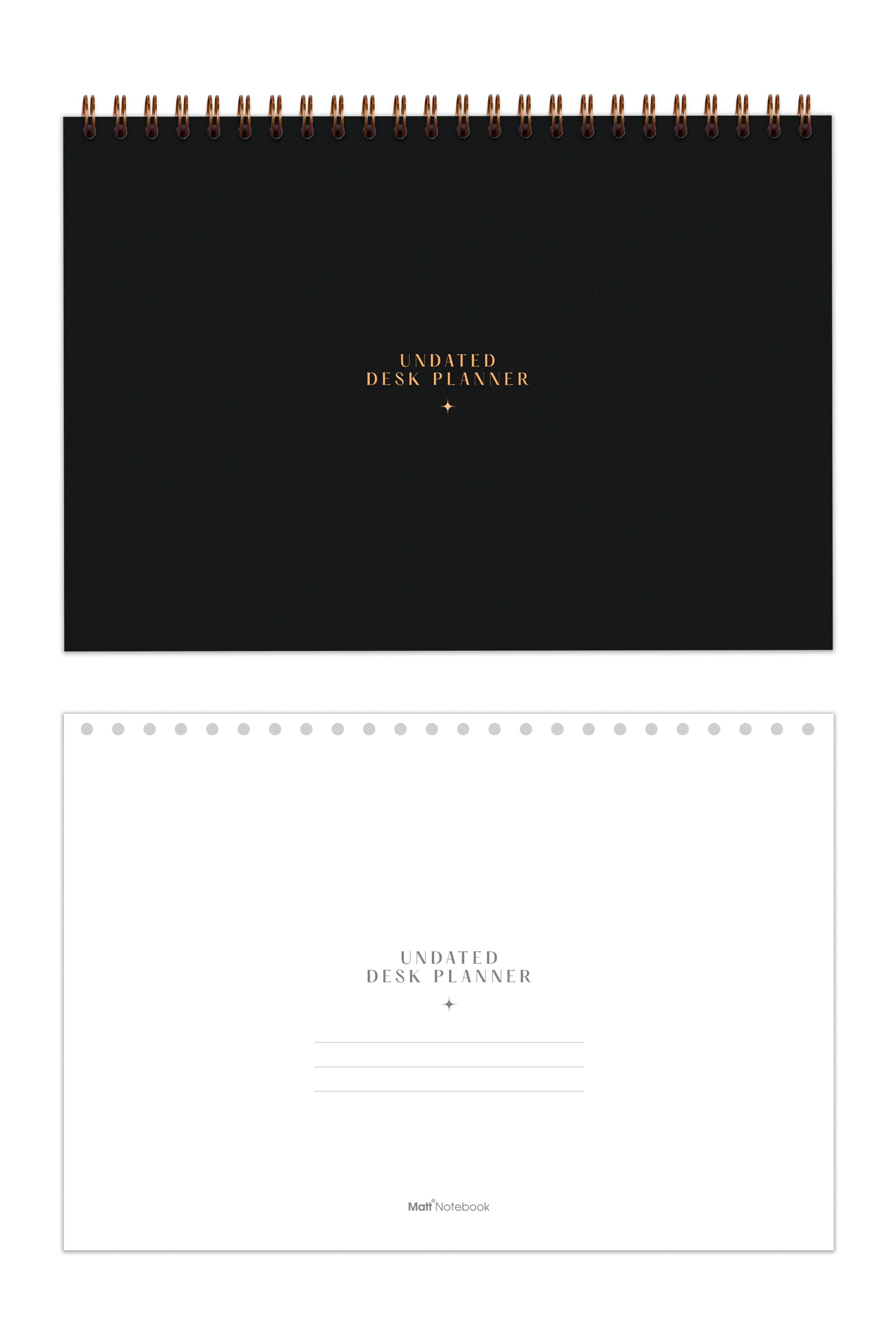 Matt Notebook Süresiz Haftalık Masaüstü Planlayıcı 12 Aylık Undated Desk Planner Siyah