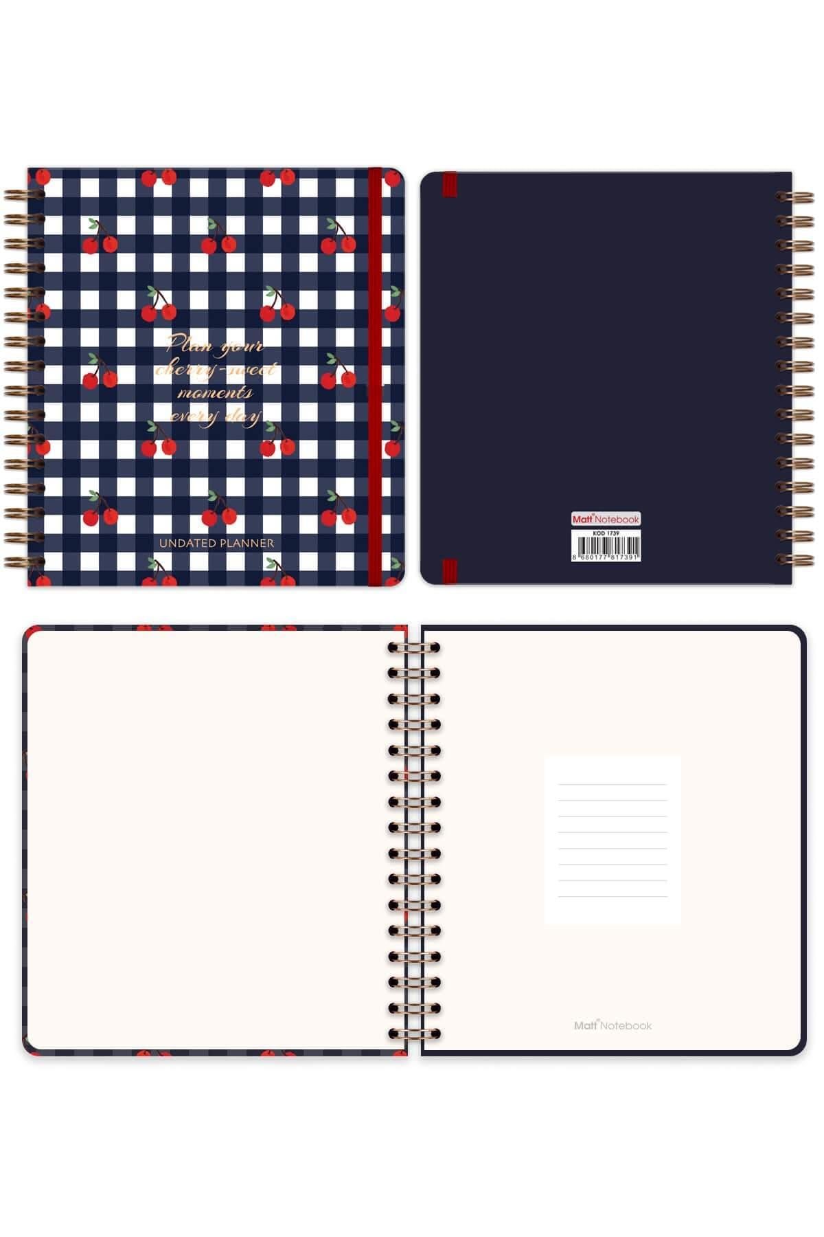Matt Notebook Süresiz Planlayıcı Kare Ajanda Kiraz