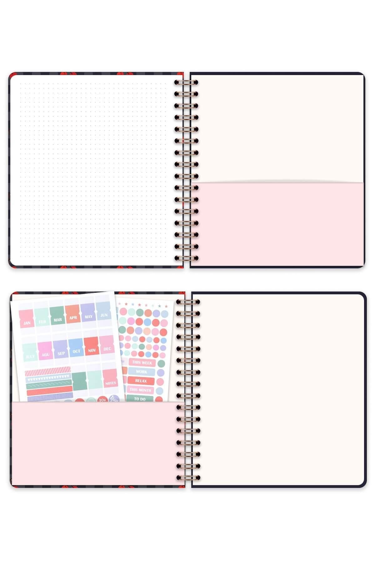 Matt Notebook Süresiz Planlayıcı Kare Ajanda Kiraz