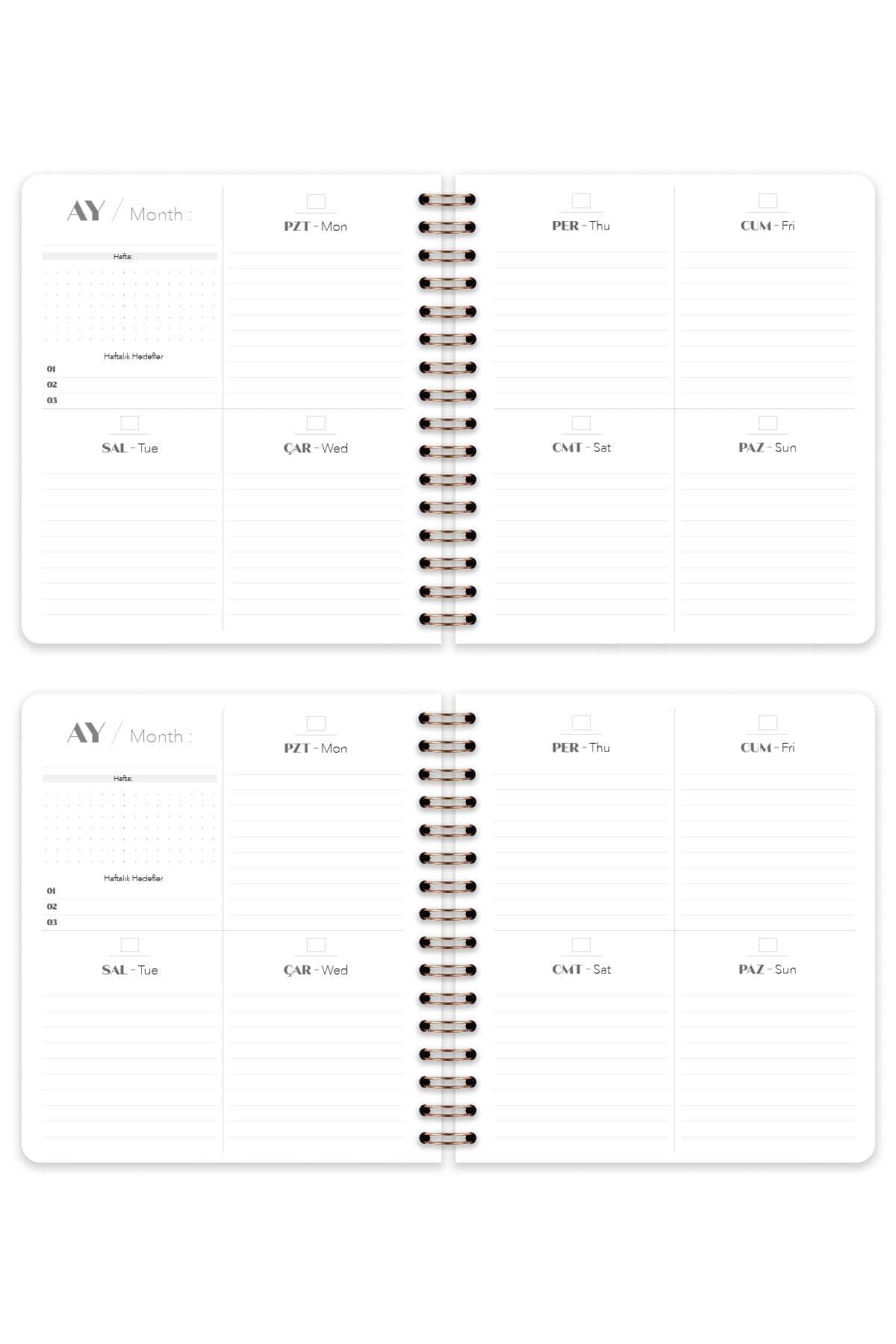 Matt Notebook Süresiz Planlayıcı Kare Ajanda Kiraz