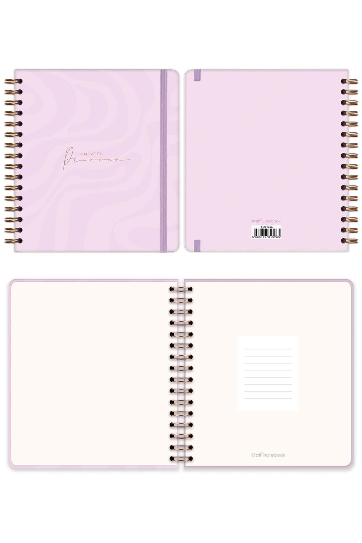 Matt Notebook Süresiz Planlayıcı Kare Ajanda Pembe