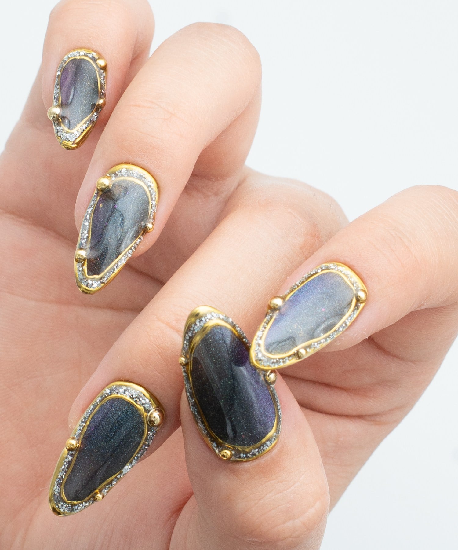 Crown Glow Protez Jel Takma  Tırnak - El Yapımı  Kalıcı Oje Nail Art Cat Eye Kırmızı - NC247