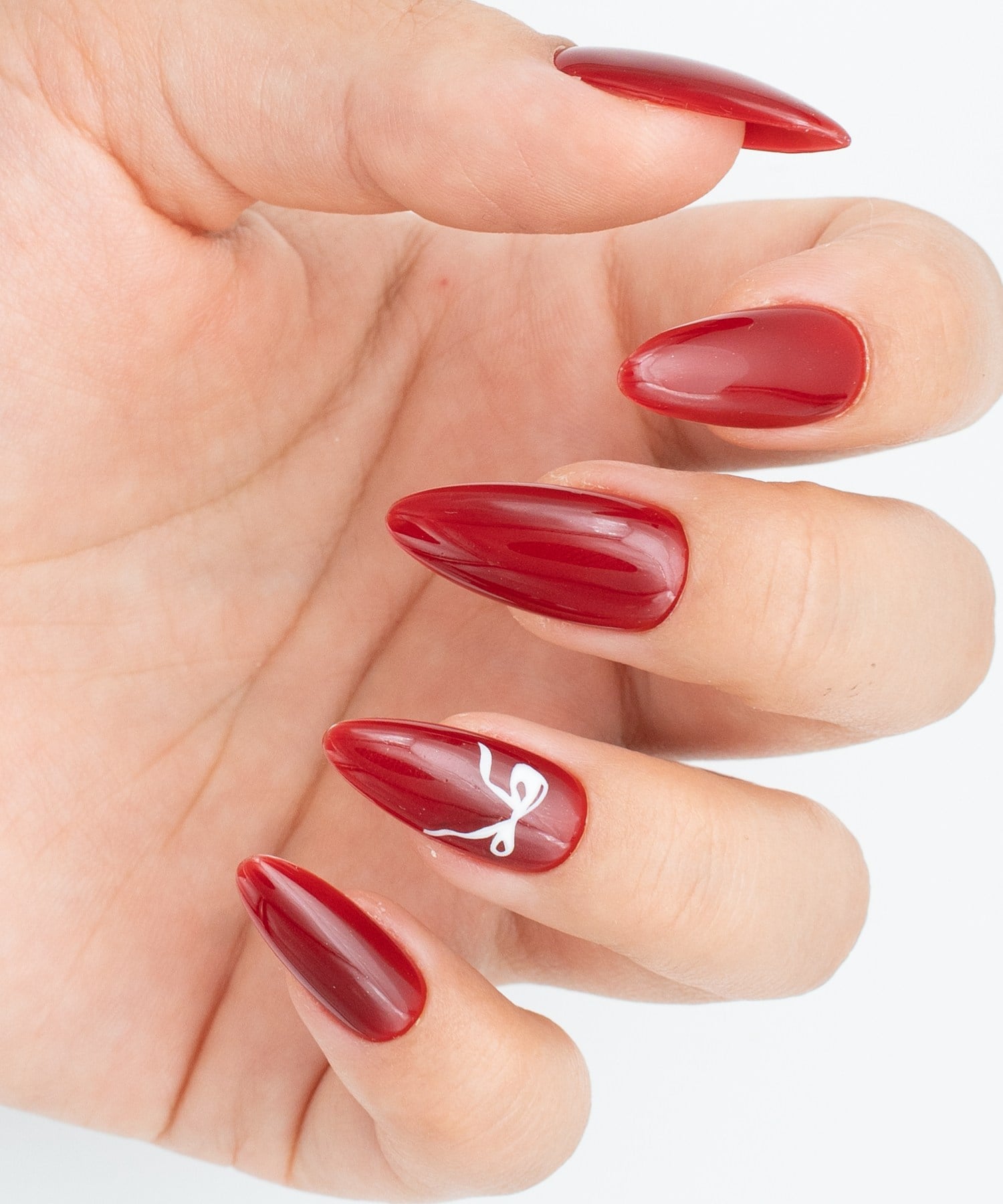Lovely Red Ribbon Protez Jel Takma  Tırnak - El Yapımı  Kalıcı Oje 3D Nail Art Coquette - NC232