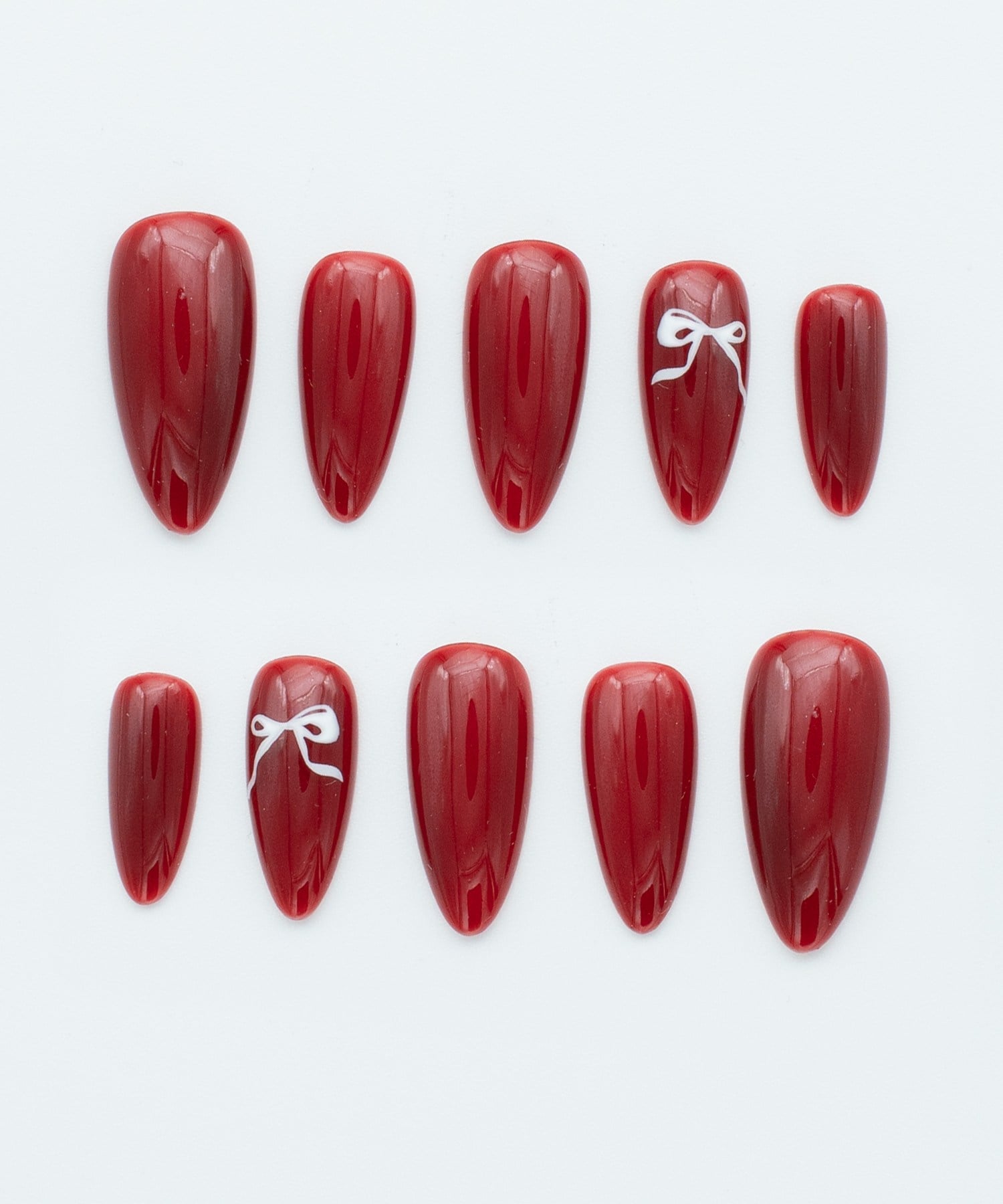Lovely Red Ribbon Protez Jel Takma  Tırnak - El Yapımı  Kalıcı Oje 3D Nail Art Coquette - NC232