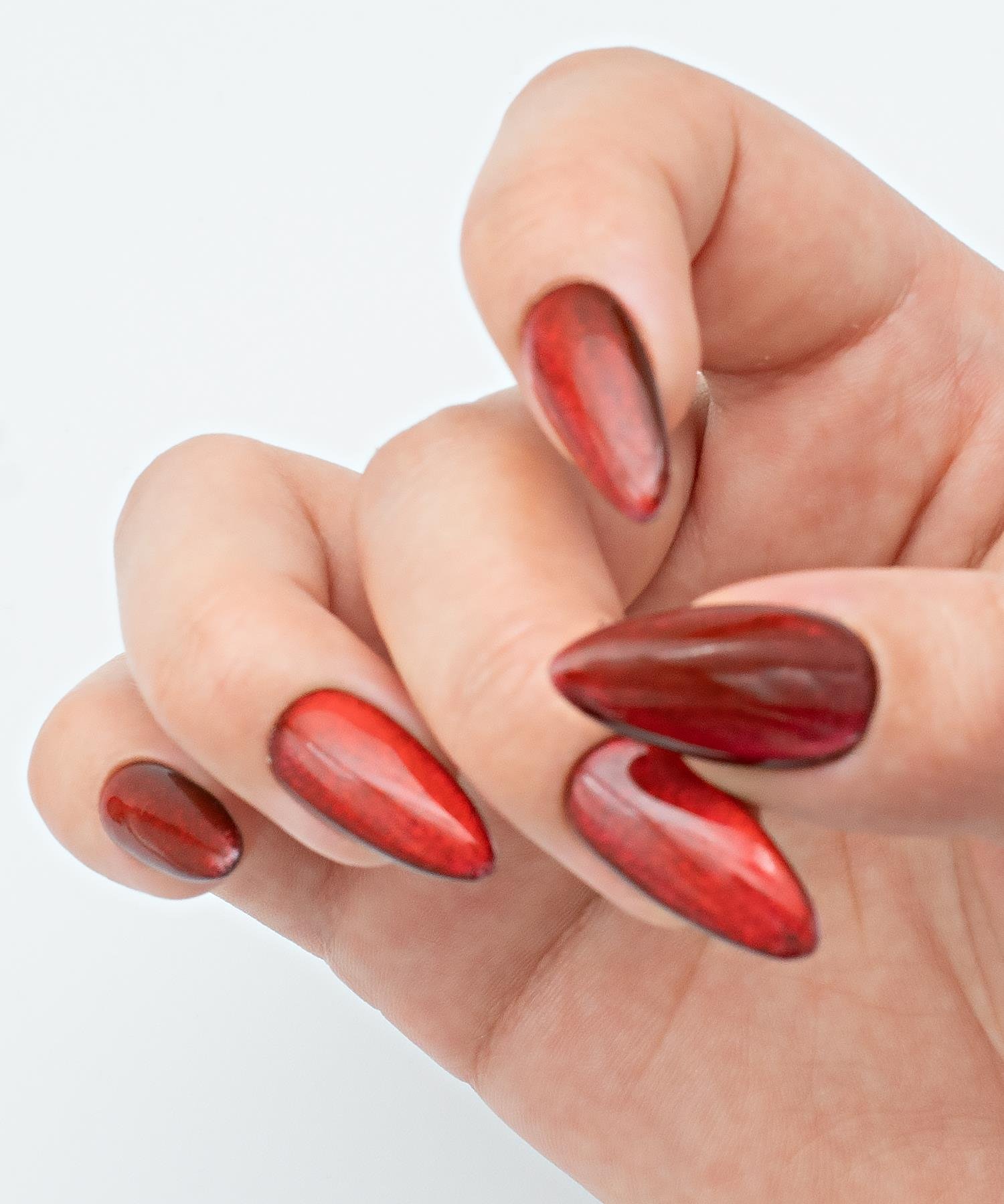 Protez Jel Takma  Tırnak - El Yapımı  Kalıcı Oje Nail Art Cat Eye - NC204