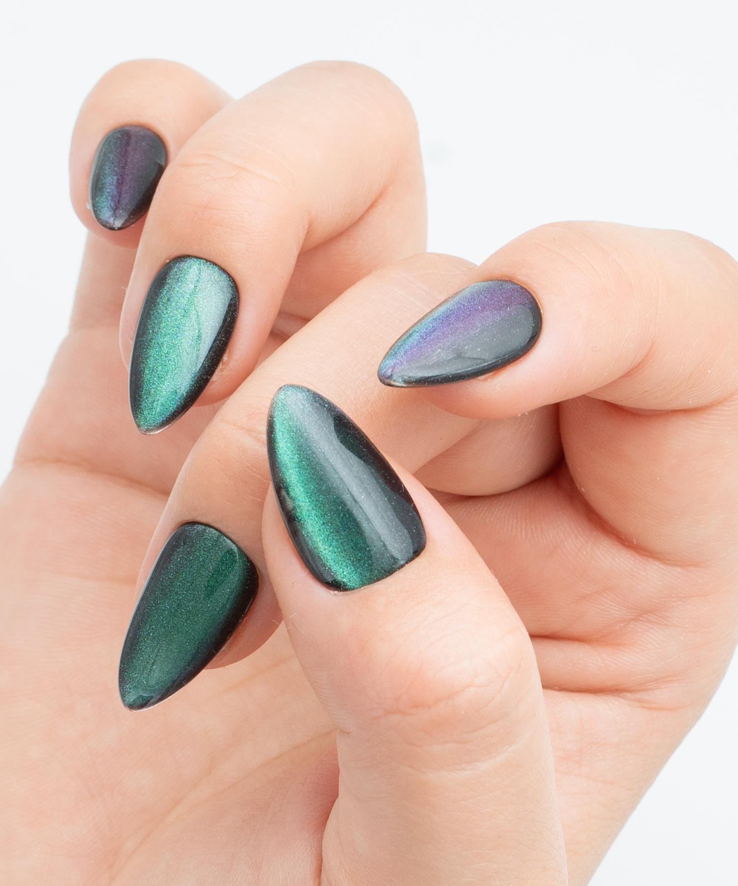 Protez Jel Takma  Tırnak - El Yapımı  Kalıcı Oje Nail Art Cat Eye - NC212
