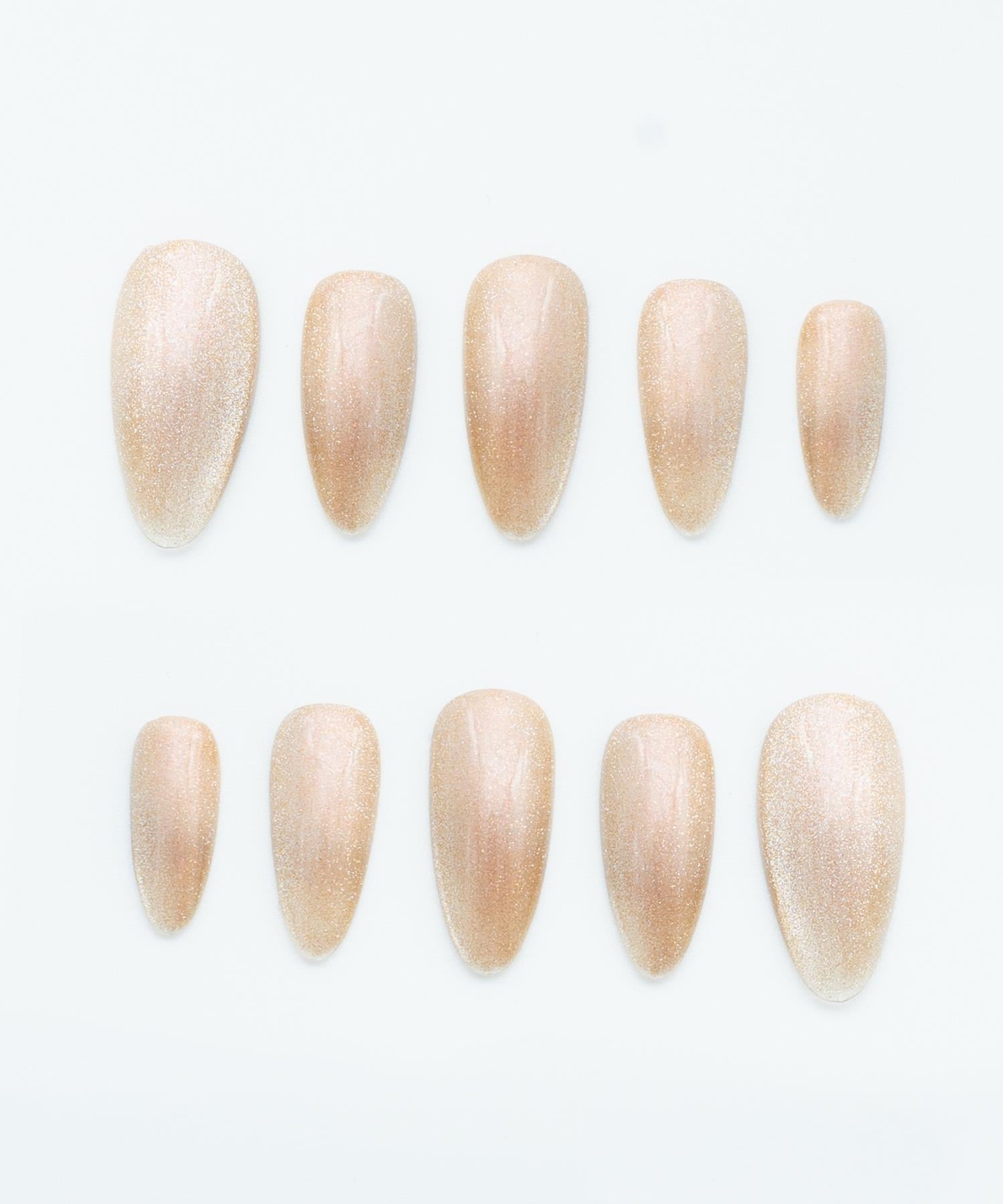 Protez Jel Takma  Tırnak - El Yapımı  Kalıcı Oje Nail Art Cat Eye - NC205