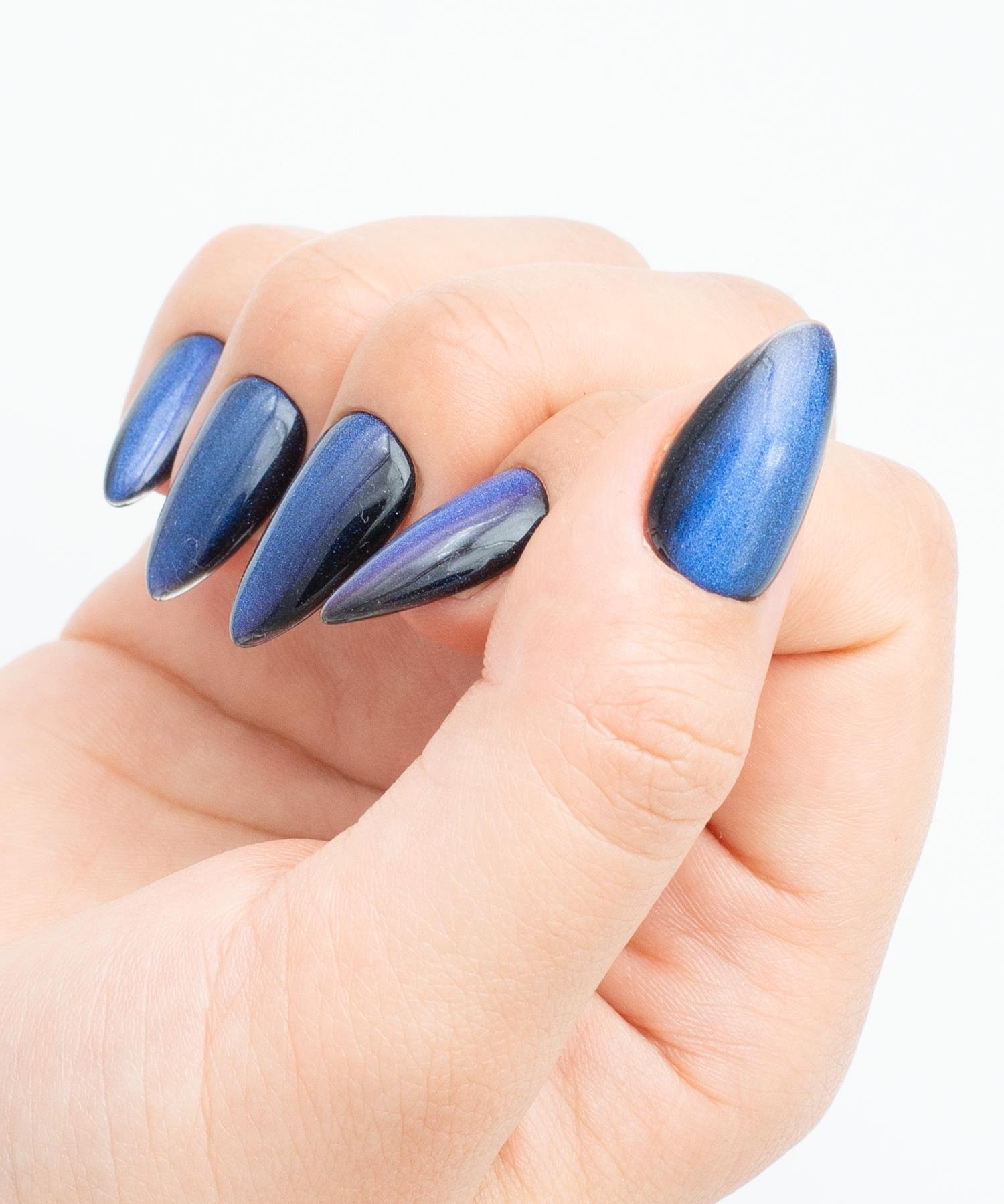 Protez Jel Takma  Tırnak - El Yapımı  Kalıcı Oje Nail Art Cat Eye - NC213
