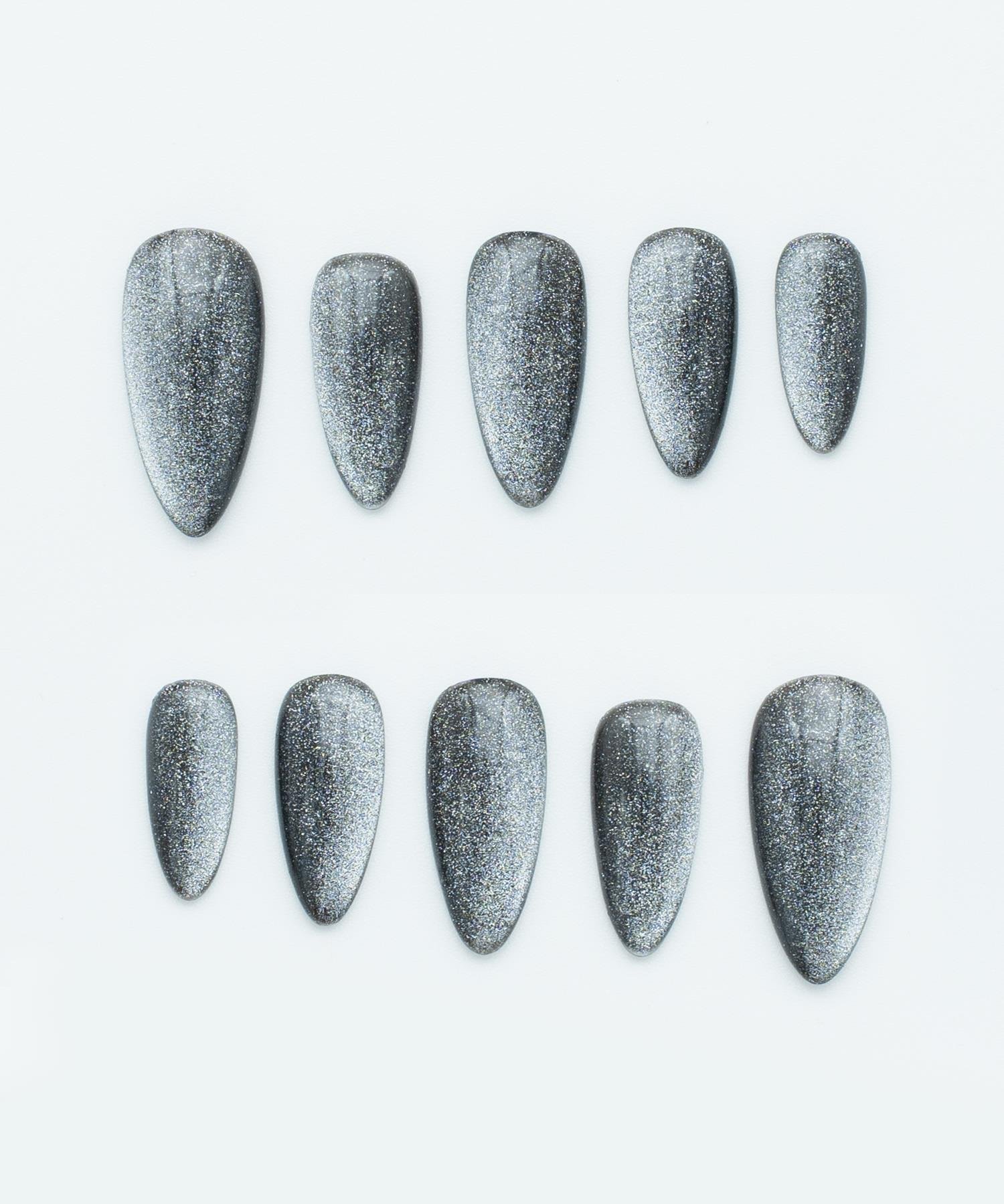 Protez Jel Takma  Tırnak - El Yapımı  Kalıcı Oje Nail Art Cat Eye - NC211