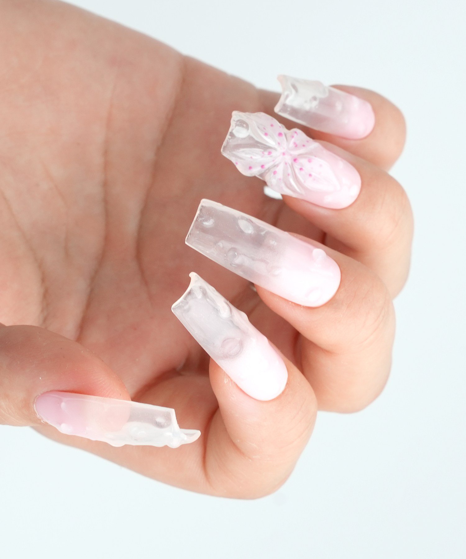 Soft Blossom Protez Jel Takma  Tırnak - El Yapımı  Kalıcı Oje 3D Nail Art Ombre - NC242